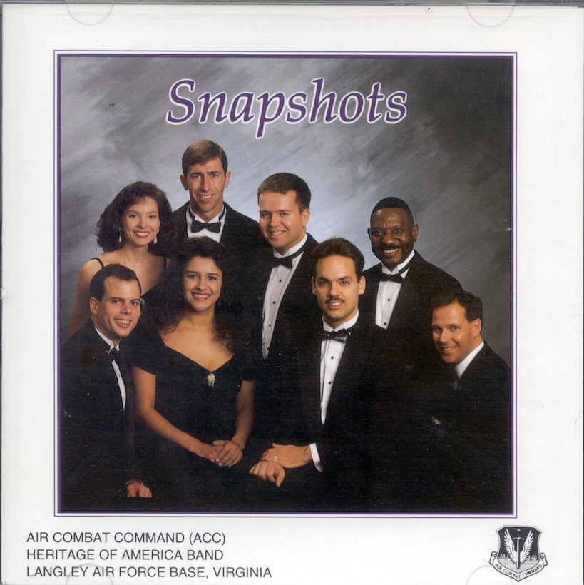 Album / CD Cover of USAF Heritage of America Band 1993 recording entitled Snapshots and featuring the Blue Aces, Encore and Blue Notes.