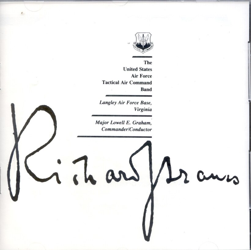 Album / CD Cover of USAF Heritage of America Band 1987 recording entitled Richard Strauss and featuring the concert band.