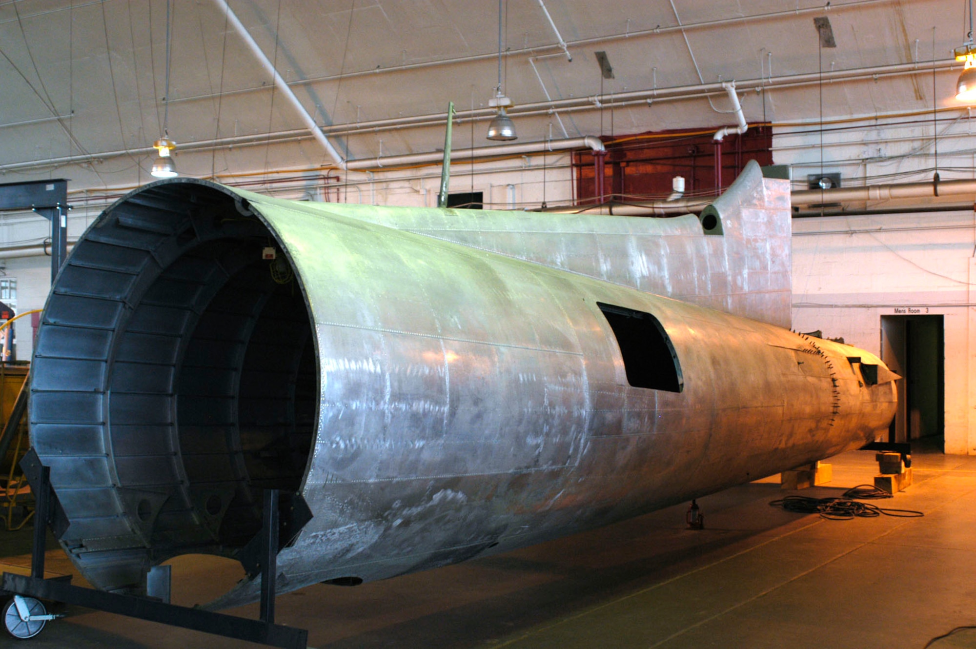 DAYTON, Ohio (10/2007) -- The B-17F "Memphis Belle" in restoration at the National Museum of the U.S. Air Force. (U.S. Air Force photo)