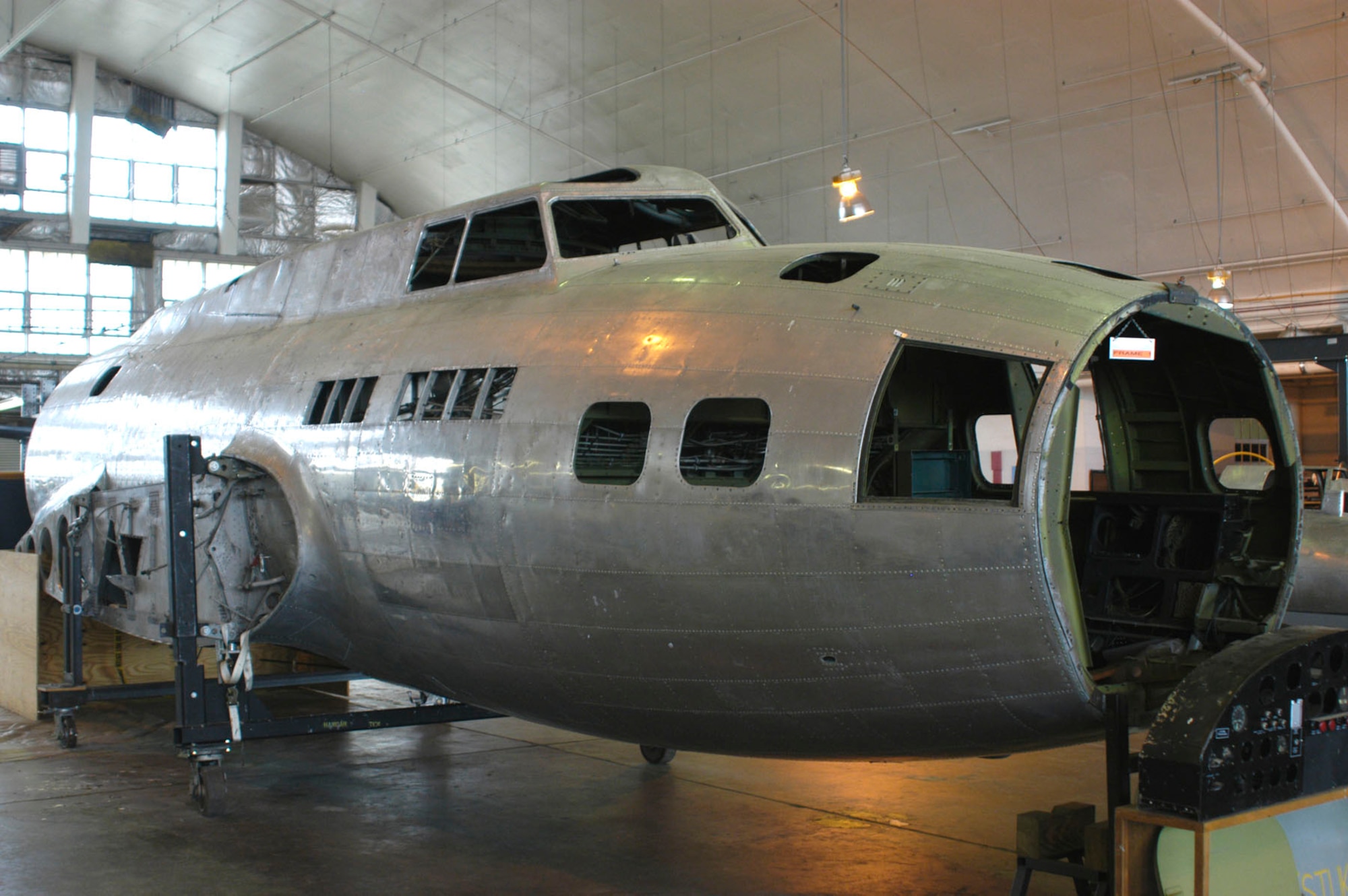 DAYTON, Ohio (10/2007) -- The B-17F "Memphis Belle" in restoration at the National Museum of the U.S. Air Force. (U.S. Air Force photo)