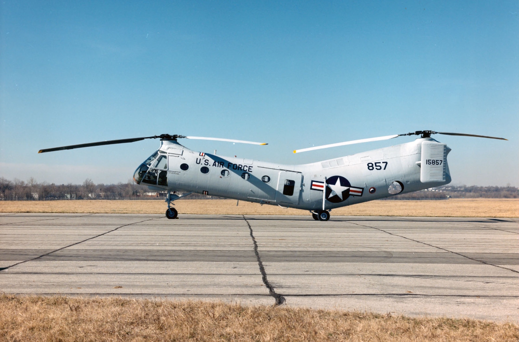 DAYTON, Ohio -- Vertol CH-21B Workhorse at the National Museum of the United States Air Force. (U.S. Air Force photo)