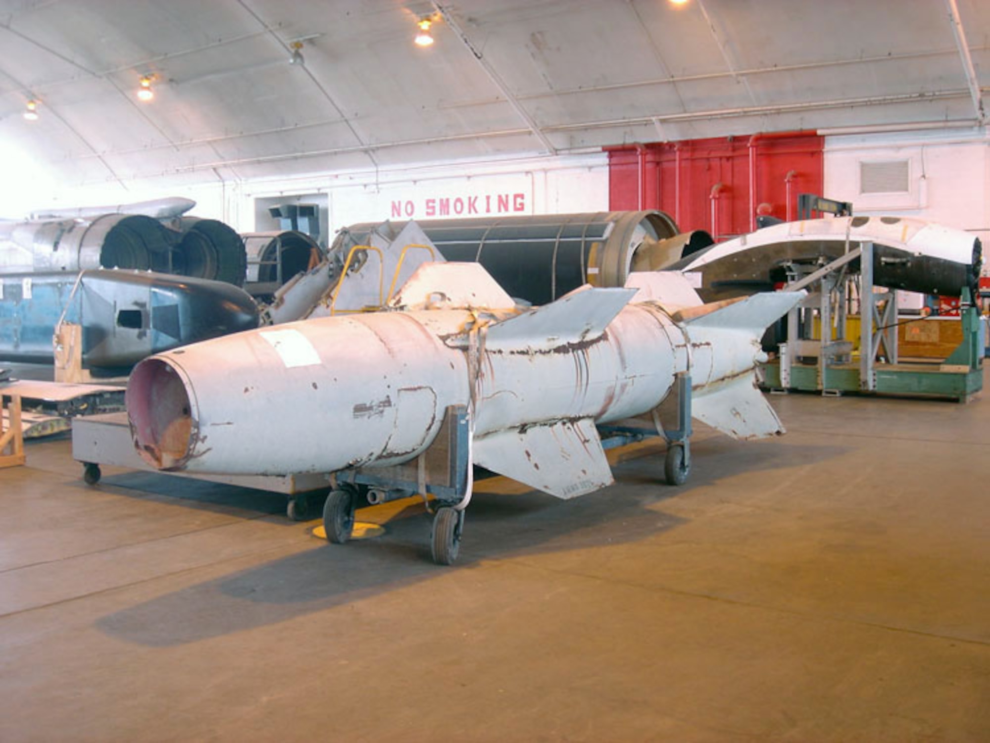Wasserfall was a radio-controlled, supersonic guided missile for anti-aircraft purpose. Developed by the Germans during World War II, the Wasserfall was tracked by one installation while another would track the target. Then a computer would connect the data to determine when the warhead should be detonated. (U.S. Air Force photo)