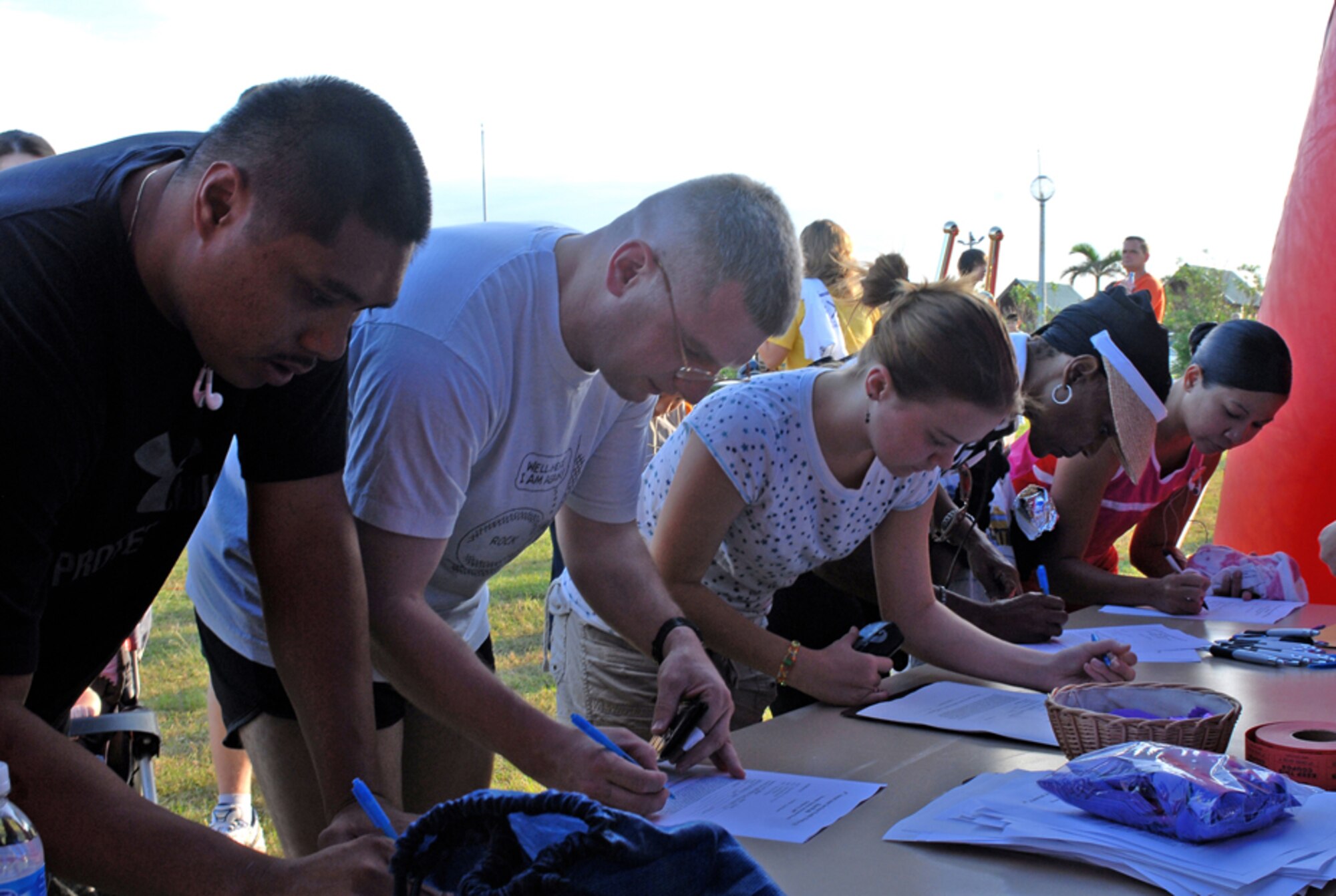 071013-F-4022T-052
More than 300 participants sign up for the 4th Annual Domestic Violence Awareness Run/Walk held on Torii Station, Japan, Oct. 13, 2007. Locals, service members of the United States military forces, and Girl Scout troops came from all over the island to participate in the 5K run and walk meant to raise awareness and stop domestic violence in the military community.
(U.S. Air Force/Airman 1st Class Kelly Timney)
