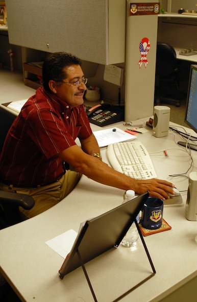 Today Frank Galindo works with Air Combat Command at Luke writing computer-based training for technical schools and other training. (photo by Airman 1st Class C.J. Hatch)