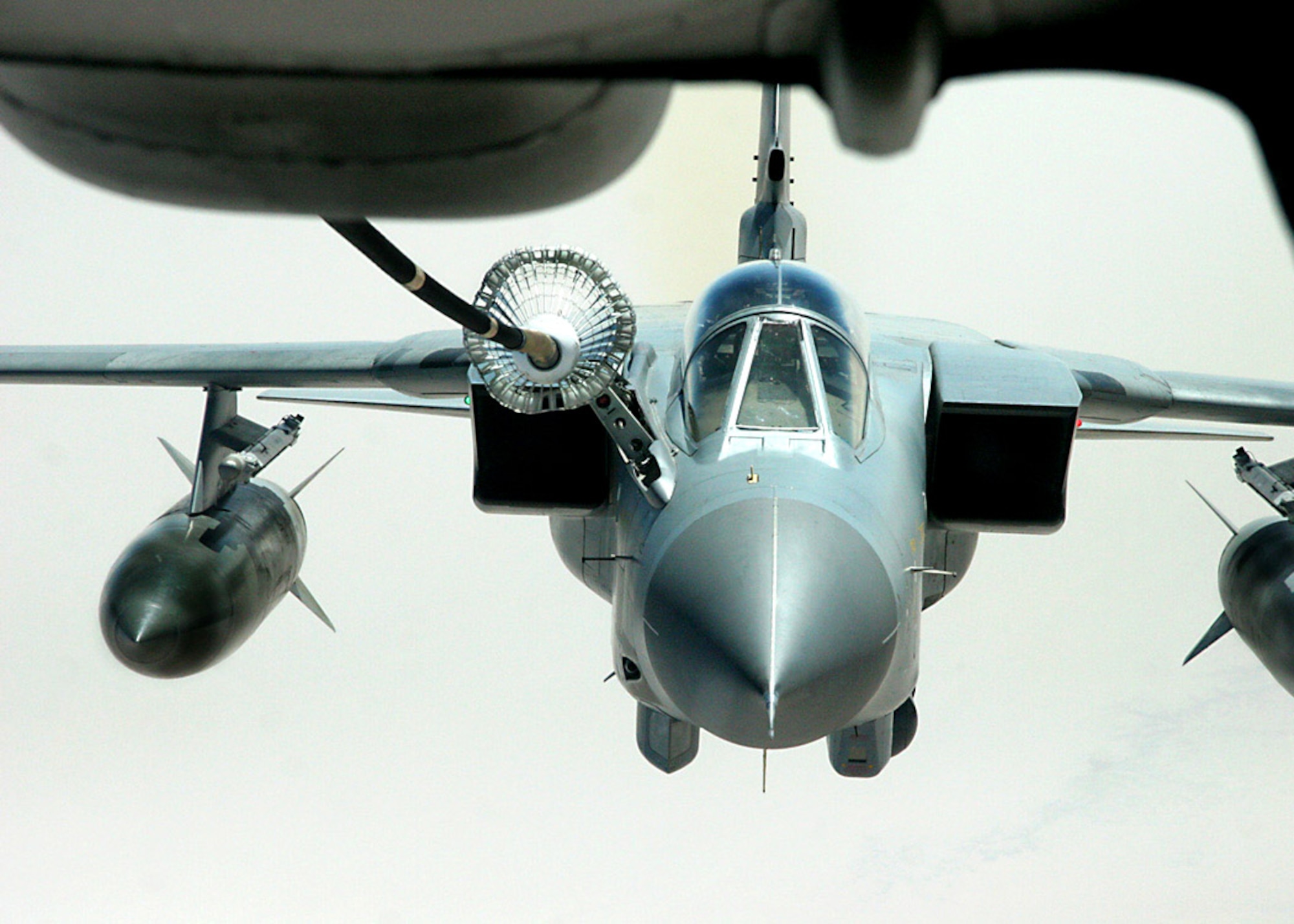 A KC-10 Extender refuels a Royal Air Force Tornado GR-4 so that it can sustain airborne operations in support of Operation Iraqi Freedom. The KC-10 is with the 908th Expeditionary Air Refueling Wing. (U.S. Air Force Photo/Master Sgt. Ruby Zarzyczny)