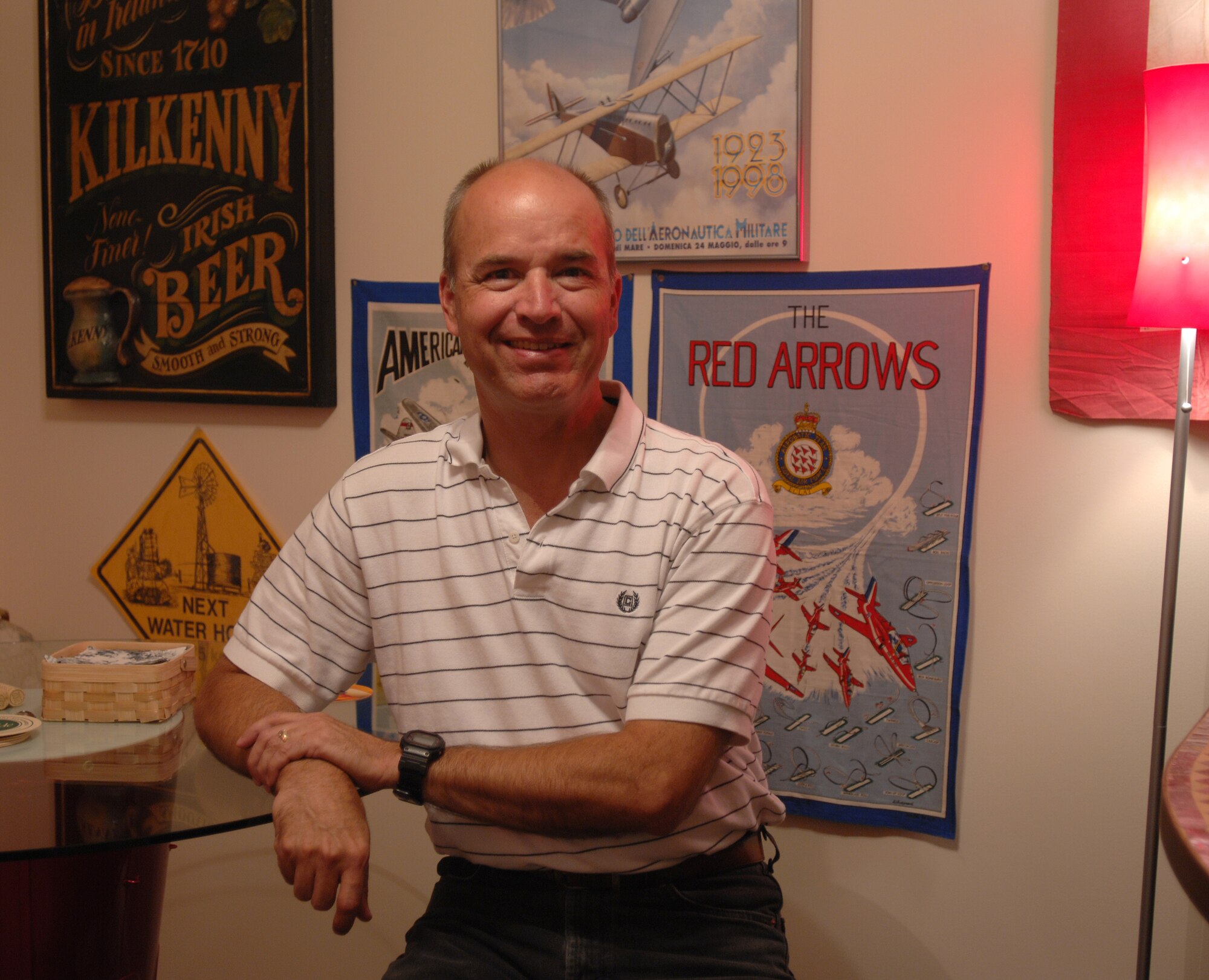 When asked what it's like to be married to the 100th Air Refueling Wing commander Col. Eden Murrie, Jon Murrie, an American Airlines pilot for the past 17 years, said, "I'm not used to, 'How you doing Sir?' it's Jon." 
(U.S. Air Force photo by Tech. Sgt. Tracy L. DeMarco)
