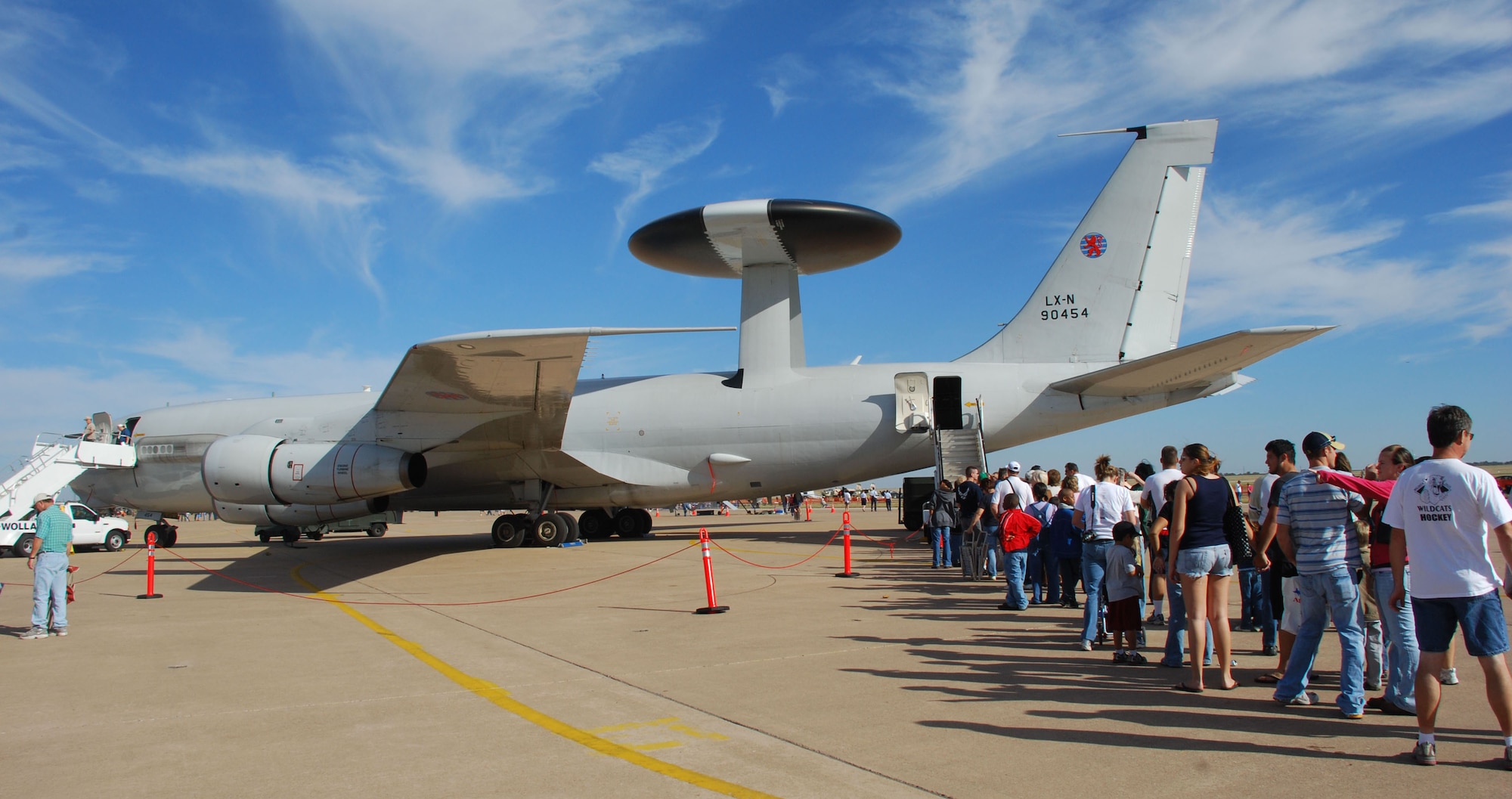 Attendees of Sheppard's 2007 Open House and Air Show Oct. 20 wait in line to tour a NATO E-3A AWACS. The aircraft was one of many static displays the 2007 air show offered. (U.S. Air Force photo/Airman 1st Class Jacob Corbin)