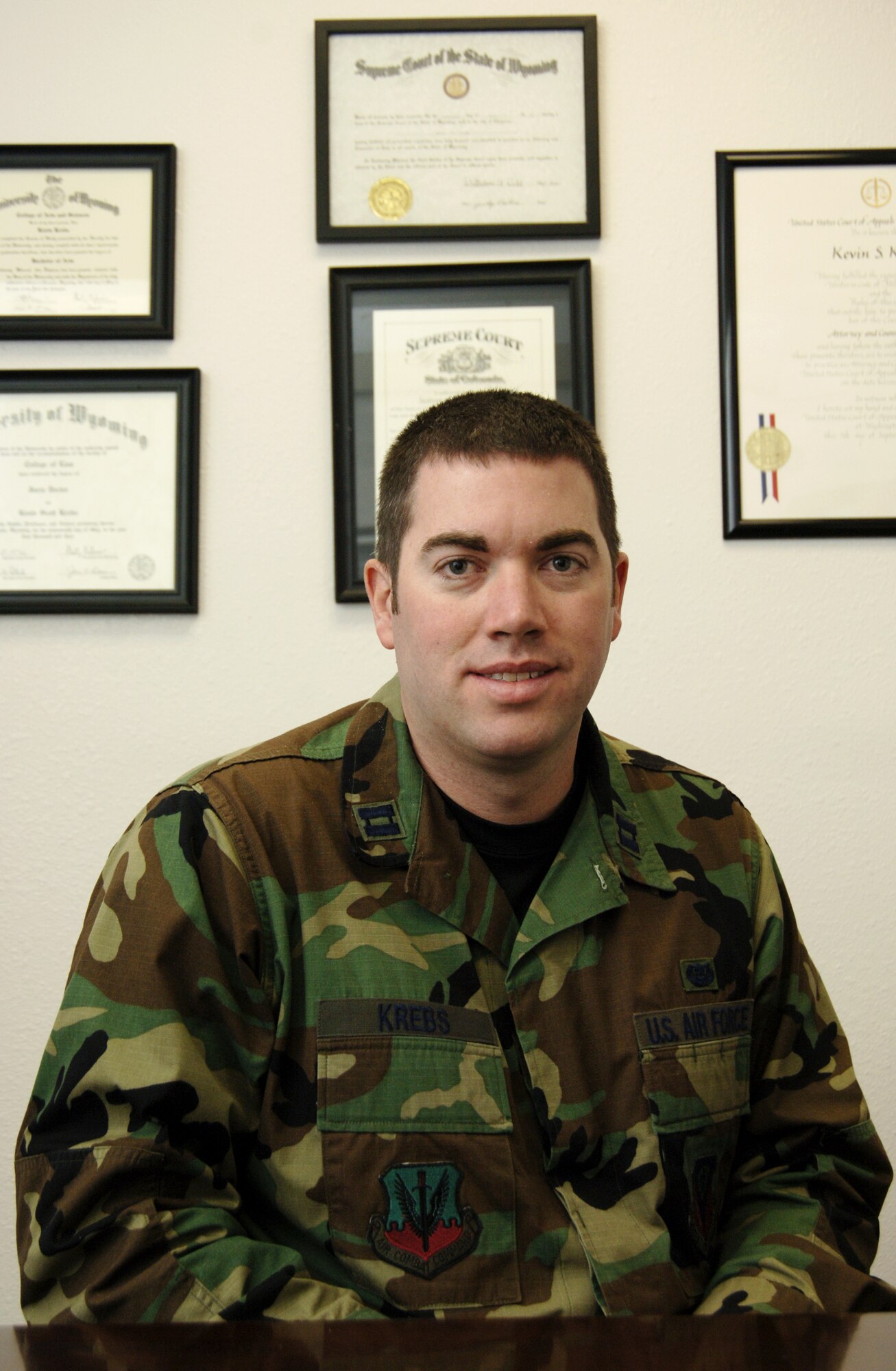 MOUNTAIN HOME AIR FORCE BASE, Idaho -- Capt. Kevin S. Krebs serves as Chief of Adverse Actions at the 366 Fighter Wing Judge Advocate office. (U.S. Air Force Photo/ Staff Sgt. Rodney D. Ivey)