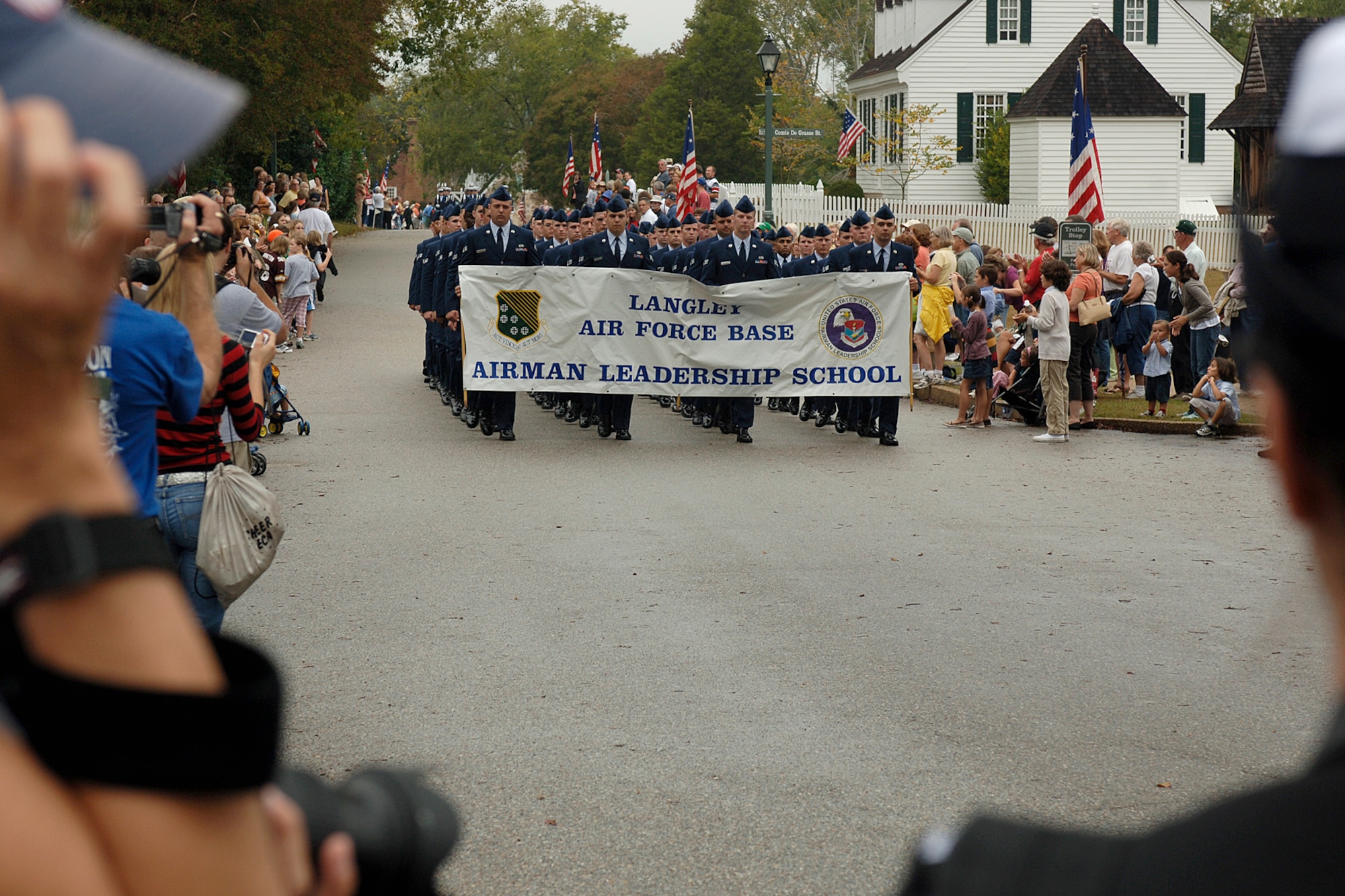 LANGLEY AIR FORCE BASE, Va. -- Members of the Langley Airman Leadership School Class 07-G march in the Yorktown Day Parade Oct. 19, which marks the 226th anniversary of the British surrender at Yorktown, Va. (U.S. Air Force photo/Senior Airman Dawn Duman)
