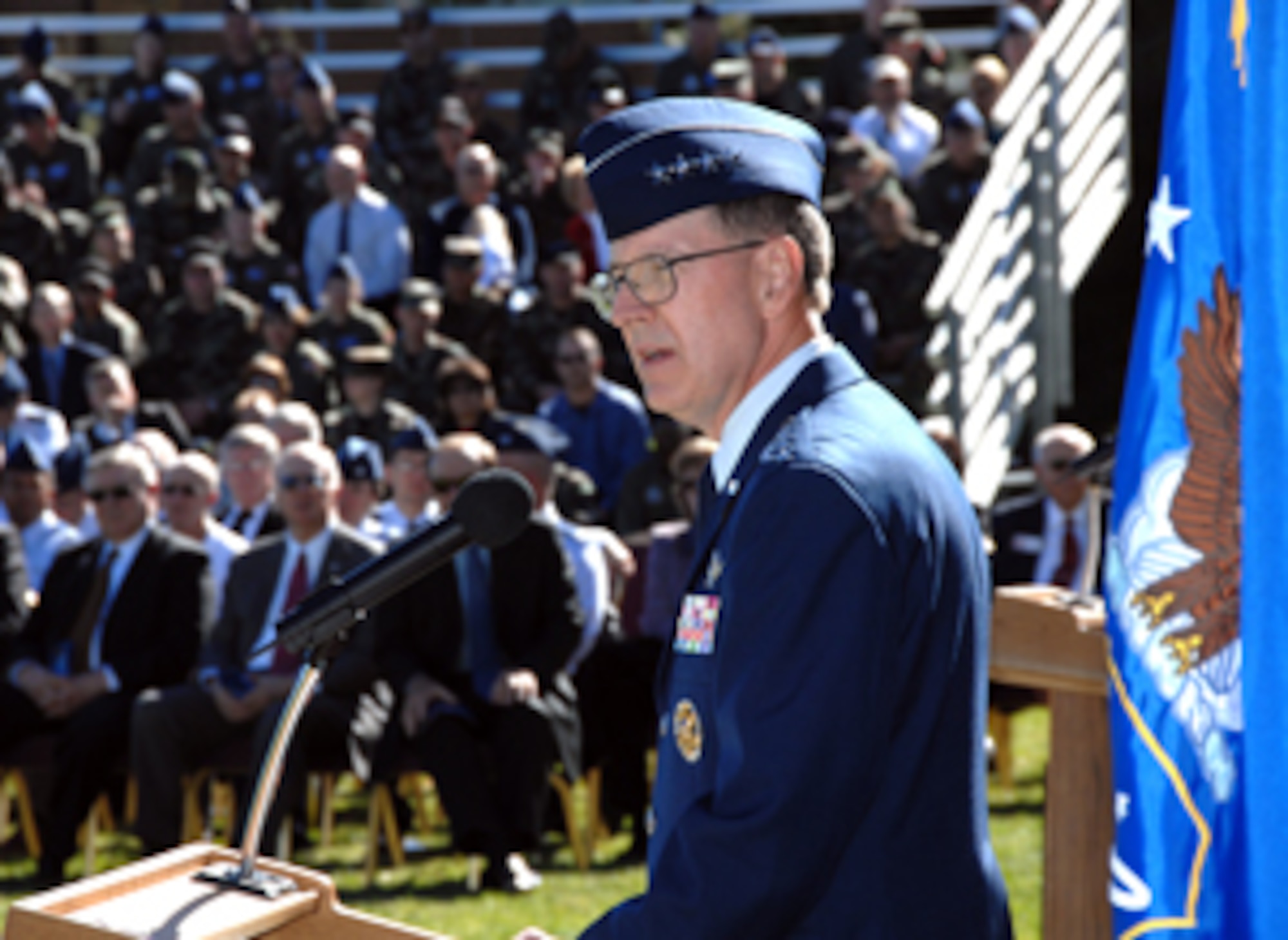 Gen. C. Robert Kehler took charge of Air Force Space Command during an Assumption of Command ceremony at the Peterson Air Force Base parade grounds today at 1 p.m. "Space capabilities have shaped the American way of warfare in the 21st century, just like airpower did in the 20th," said General Kehler after he assumed command. 