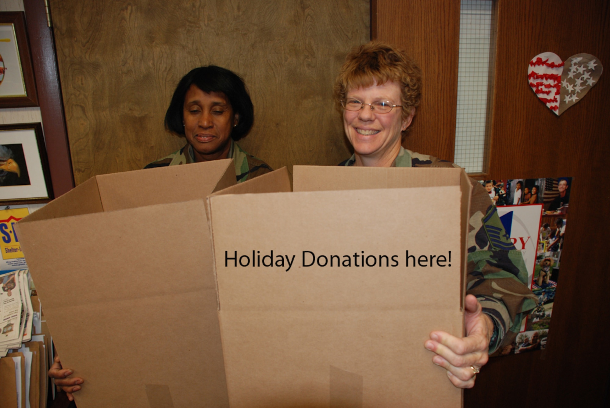 Helping our fellow Airmen!  The 932 Family Support Office would like to provide Holiday Food Baskets to 932 AW members in need.  The First Sergeants have been asked to identify members who may benefit from this program.  If anyone else knows of a 932 family in need, please let us know.

   Attached you will find a list of suggested items to make either a medium or large holiday basket.  If you would like to donate a basket, please let us know.  You may also donate individual items to make a basket.  Please bring donations to the Family Support office no later than noon on Saturday of the Nov UTA (3 Nov) so we know exactly what we have and what is still needed to support this program.  Baskets will be given out Sunday afternoon of the UTA to the member to take home.

   We will do the same thing during the Dec UTA.  If you can support us in this program, let us know by donating as soon as possible. There will be someone in the Family Support office, Bldg 3650 Rm 150 from 0730-1600, 23-26 Oct and 29 Oct–2 November.

    If you have any questions, please don’t hesitate to contact Master Sgt. Deborah Teague  or TSgt Adrienne Palmer.  Photo/TSgt. Dan Oliver
