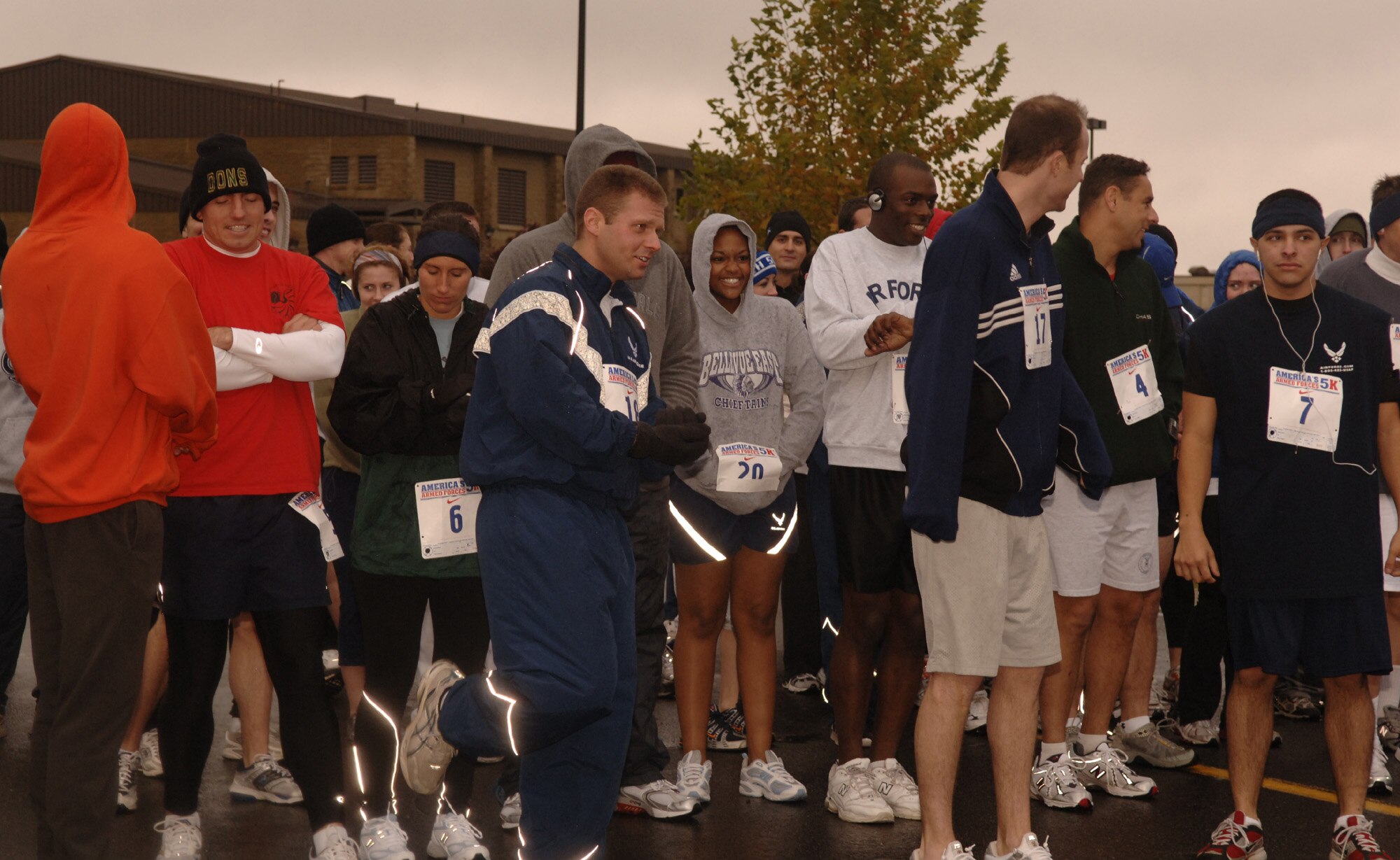 FAIRCHILD AIR FORCE BASE, Wash. – Forty six Team Fairchild members participated in a 5K Flightline Fun Run here Oct. 19, sponsored by the Company Grade Officers association. The run coincided with Wingman Day, and was held to promote fitness and esprit de corps. (U.S. Air Force photo/Airman 1st Class Darlene West)
