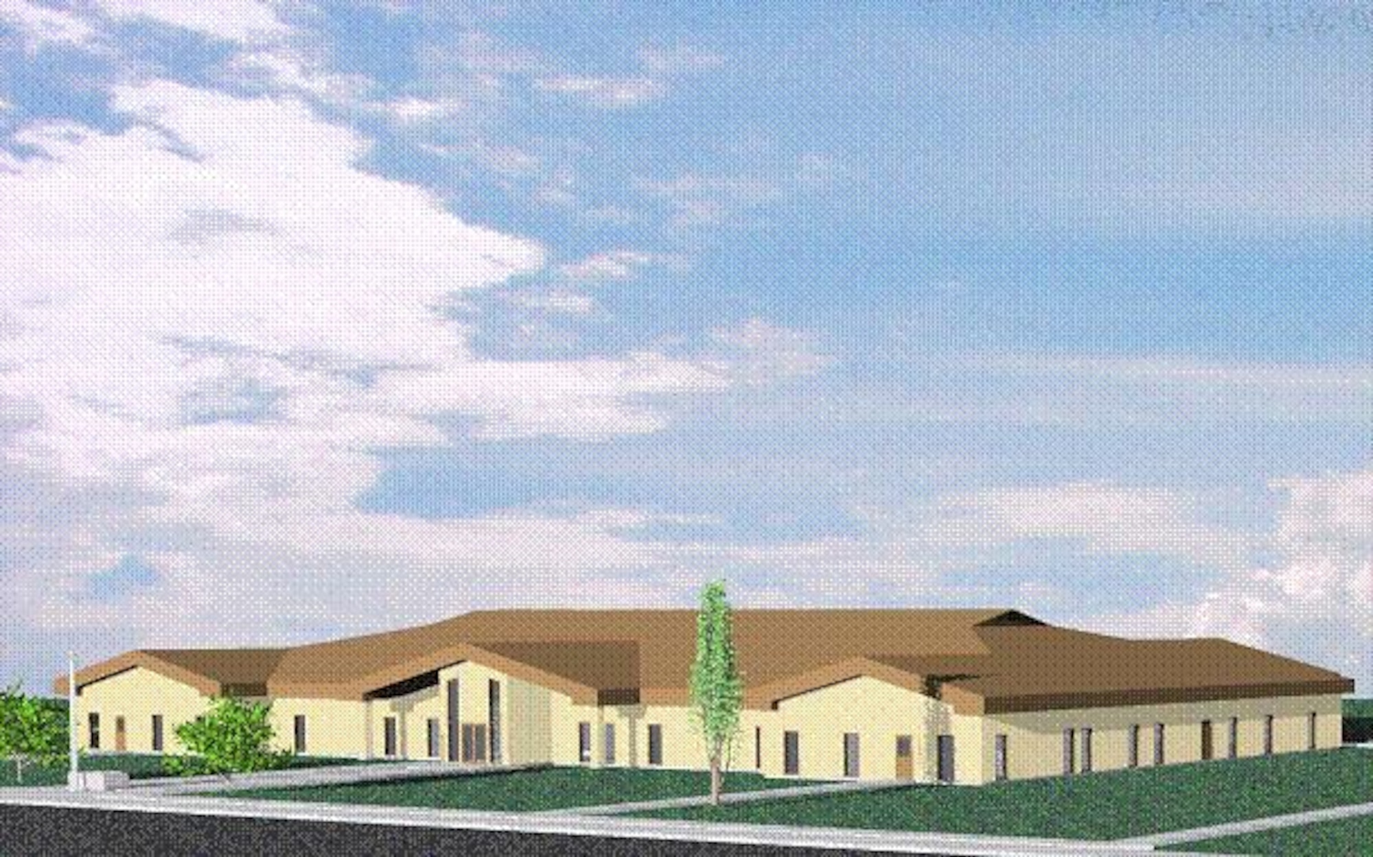 An artistic view of the new 507th ARW/137th ARW Consolidated Squadron Operations building, scheduled for construction in FY 2008, pending congressional funding.