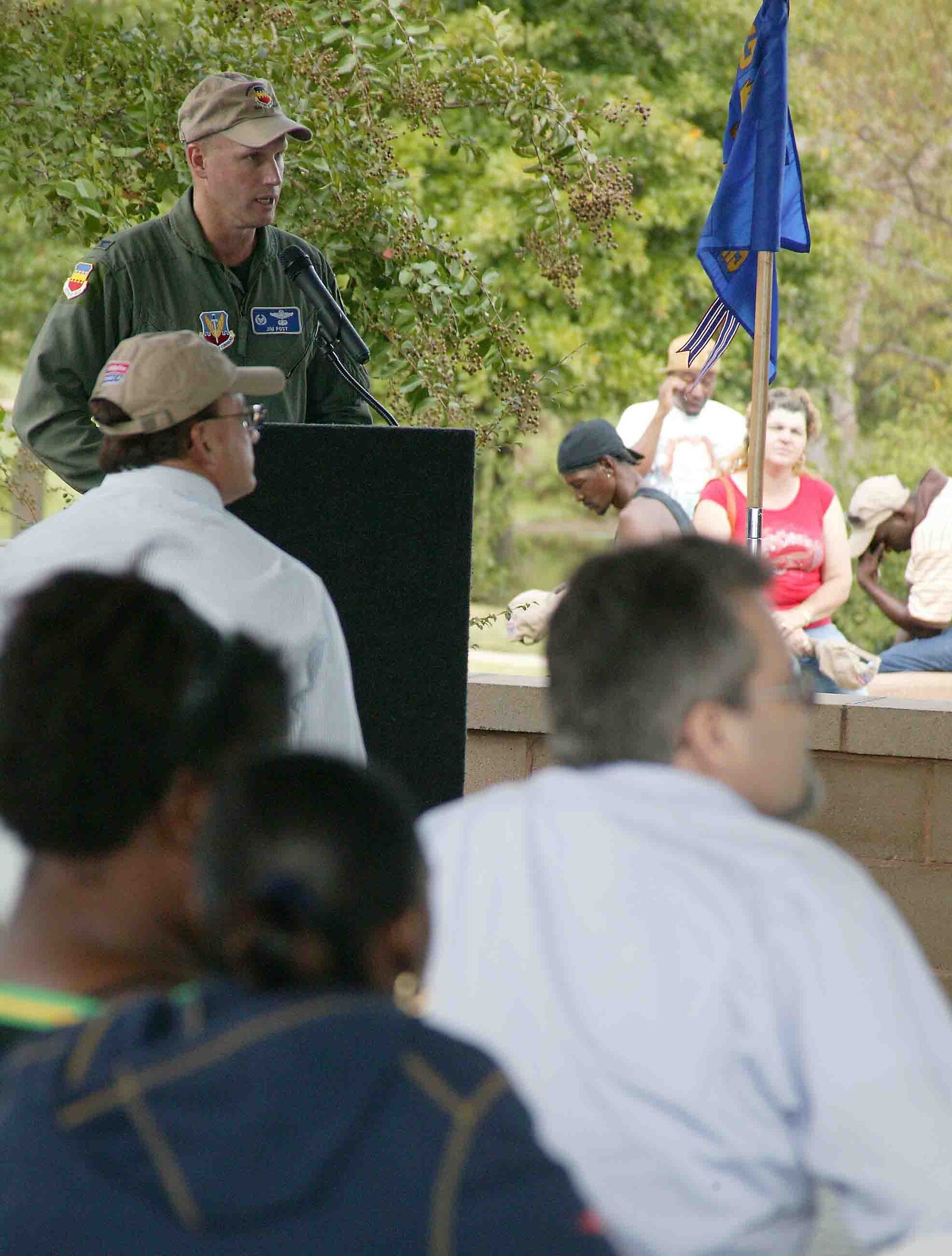 SHAW AIR FORCE BASE, S.C. -- Col. Jim Post, 20th Fighter Wing commander, talks about the history and importance of the AbilityOne program during the annual AbilityOne appreciation picnic Oct. 19. The program provides employment opportunities for people who are blind or have other severe disabilities in the manufacture and delivery of products and services to the federal government. (U.S. Air Force photo/Staff Sgt. John Gordinier)