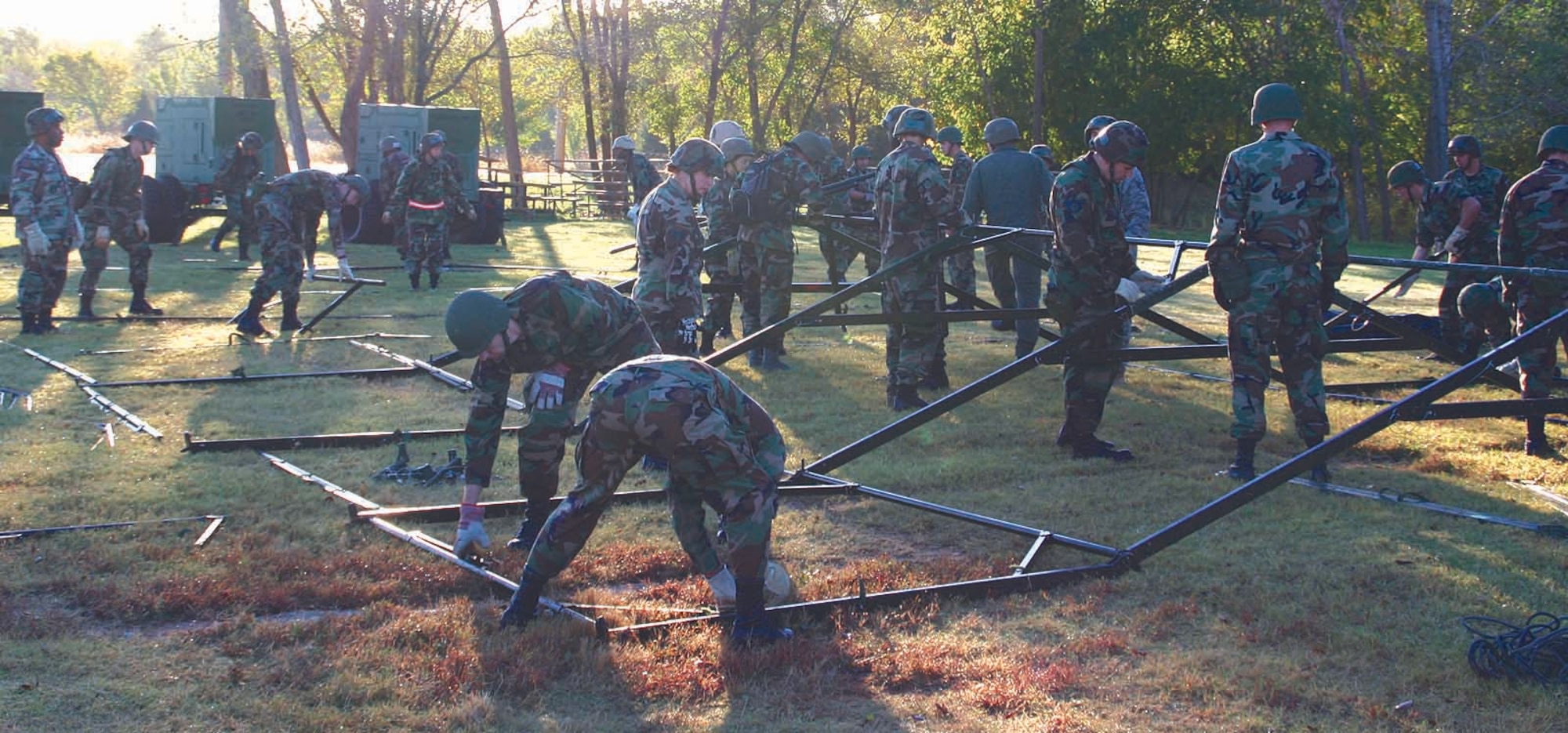Airmen from the 72nd Air Base Wing set up a Temper Tent at Glenwood Training Annex in preparation for Exercise Resolute Warrior. (Air Force photos by Senior Airman Lorraine Amaro)