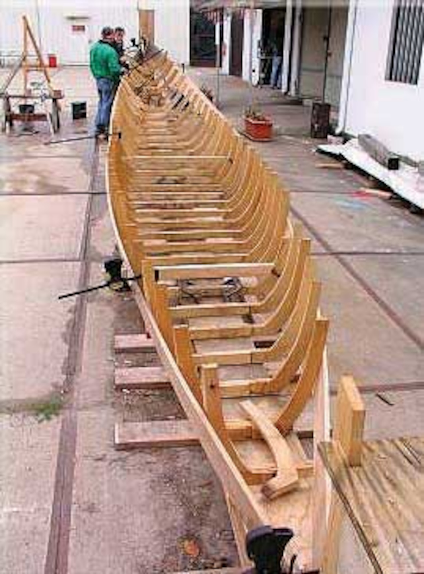 AVIANO AIR BASE, Italy--Craig Manley works on the skeleton of his gondola. It took Mr. Manley five years to complete the construction of his very own gondola. (Courtesy photo)