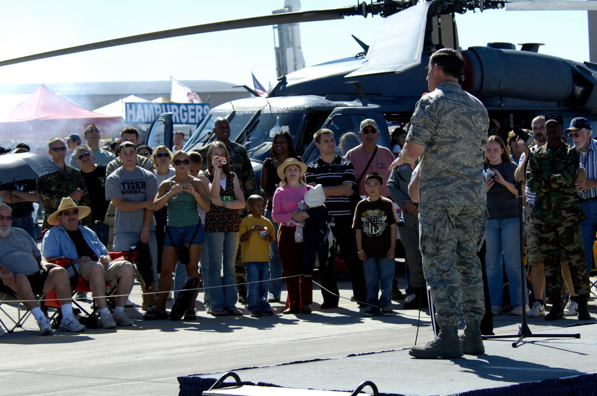 Brig. Gen. David L. Goldfein, 49th Fighter Wing Commander, stands in front of the Holloman AFB "Steel Talons" Honor Guard during the Holloman Air and Space Expo on  October 27 2007. The Holloman Air and Space Expo is a showcase of Air Force capabilities, the 49th Fighter Wing mission and the X Prize Foundation (U.S. Air Force Photo by Staff Sgt Jason Colbert)