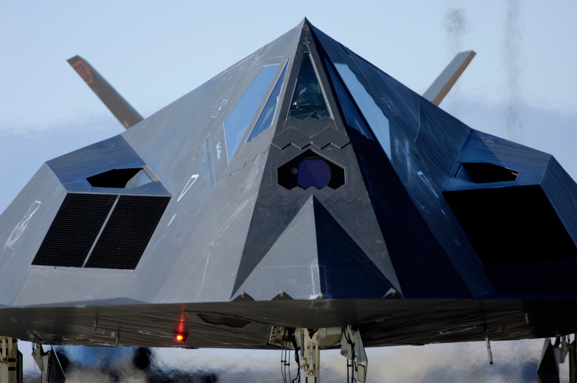 An F-117 Nighthawk taxies down the runway before its flight during the Holloman Air and Space Expo on 27 October 2007. The Holloman Air and Space Expo is a showcase of Air Force capabilities, the 49th Fighter Wing mission and the X Prize Foundation (U.S. Air Force Photo by Staff Sgt Jason Colbert)