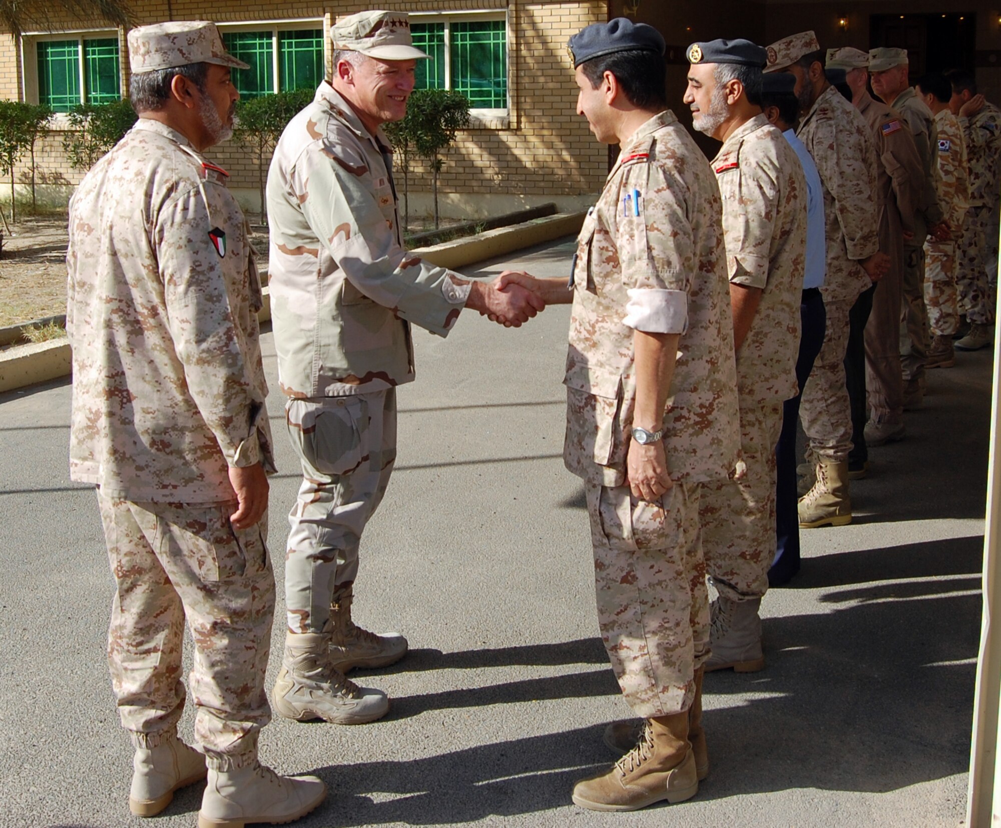 SOUTHWEST ASIA -- Lt. Gen. Gary North, 9th Air Force and U.S. Central Command Air Forces commander, meets the host nation’s military leaders Oct. 25 at a host nation’s breakfast in an undisclosed location. The breakfast was the first stop for the general. (Air Force photo by Staff Sgt Phillip Butterfield)