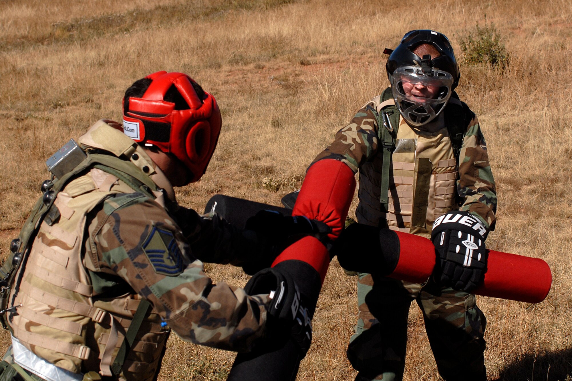 Hand-to-hand combat techniques were another aspect of the Red Devil deployment exercise. (U.S. Air Force photo by Larry Hulst)