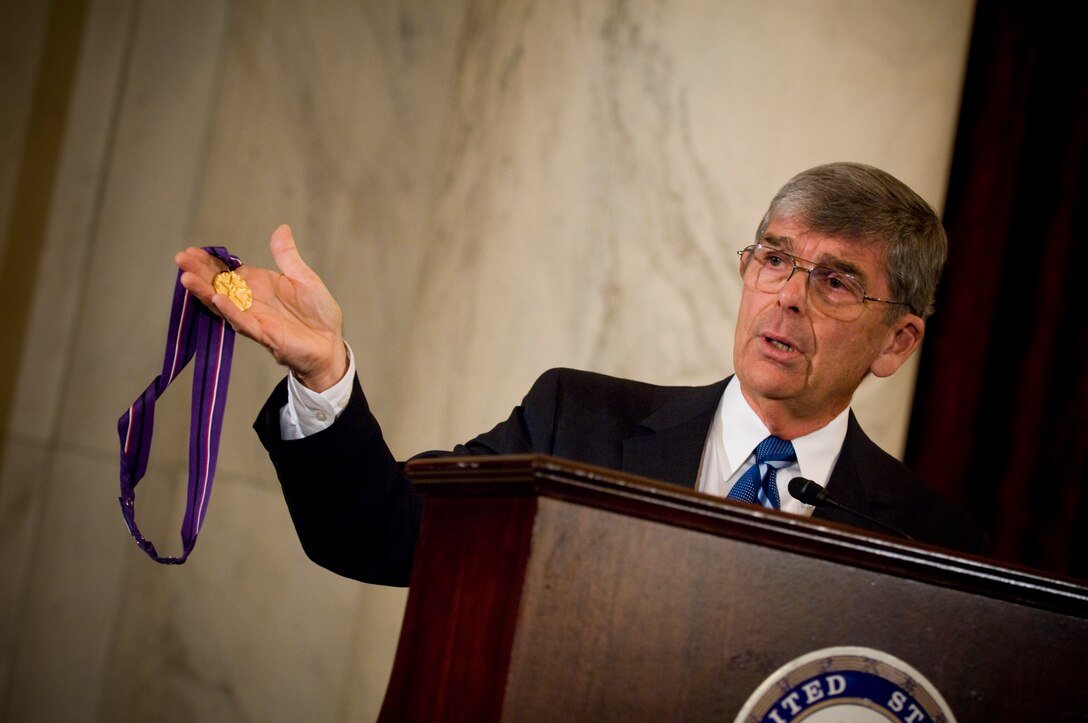 Capt. Bill Perry, master of ceremonies for the Gold Medal of