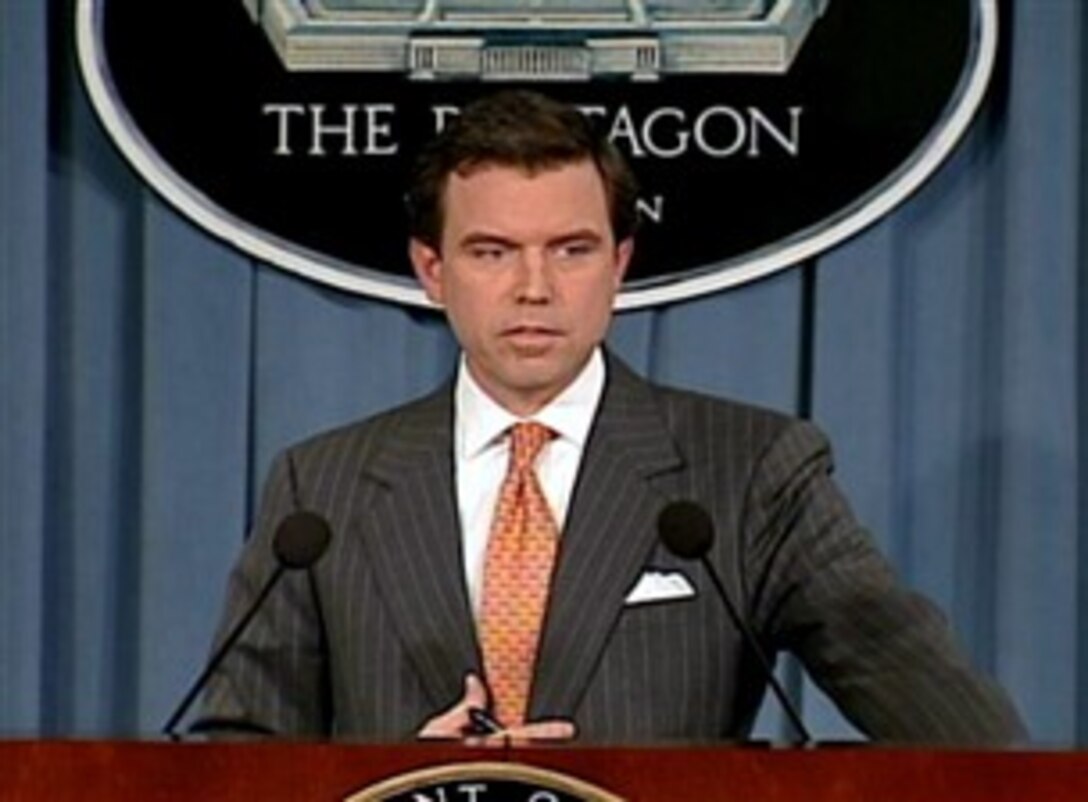 Pentagon Press Secretary Geoff Morrell speaks with reporters at the Pentagon, Oct. 30, 2007. 