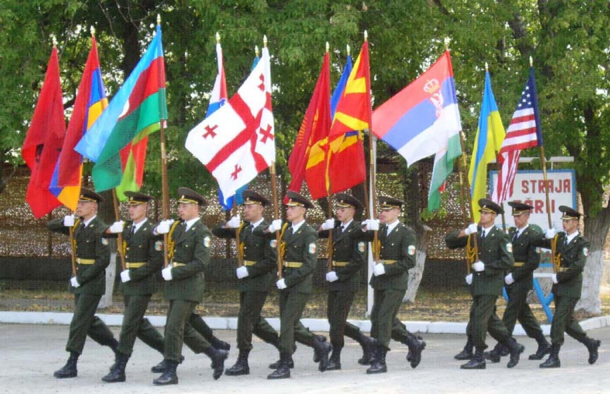 Bulboaca, MOLDOVA -- Flags from all participating nations are presented at the Medical Central Europe 2007 Opening Ceremony July 28. (All photos DIMO courtesy)
