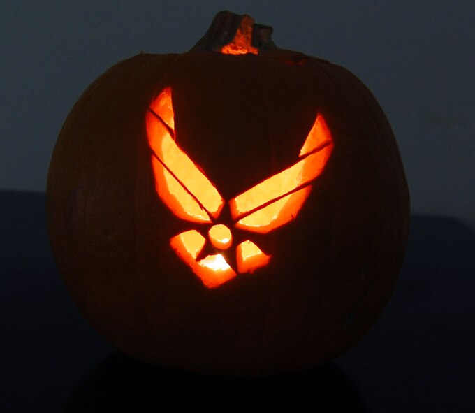 SOUTHWEST ASIA -- Airmen from the 43rd Expeditionary Electronic Combat Squadron decorated a pumpkin with the Air Force emblem Oct. 30 to help celebrate Halloween at an undisclosed location. 