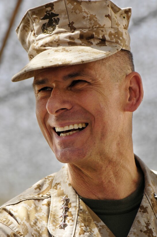 U.S. Marine Gen. Peter Pace, chairman of the Joint Chiefs of Staff, visits Task Force 2-508 Parachute Infantry Regiment at a forward operating base in Afghanistan near the Pakistan border, Sept. 2, 2007.  