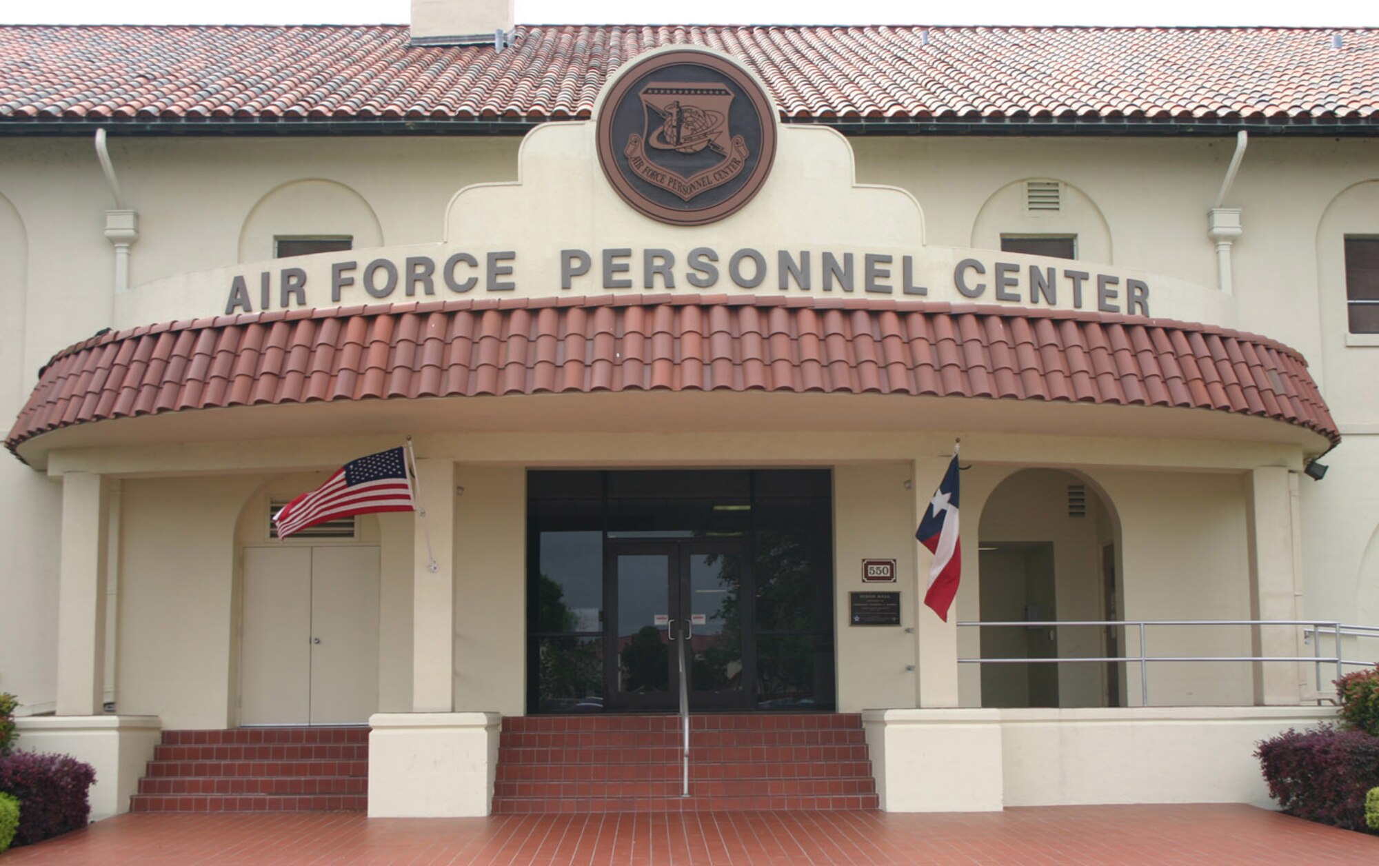 RANDOLPH AIR FORCE BASE, Texas -- the main entrance to Dixon Hall, home of the Air Force Personnel Center here. (Courtesy photo)