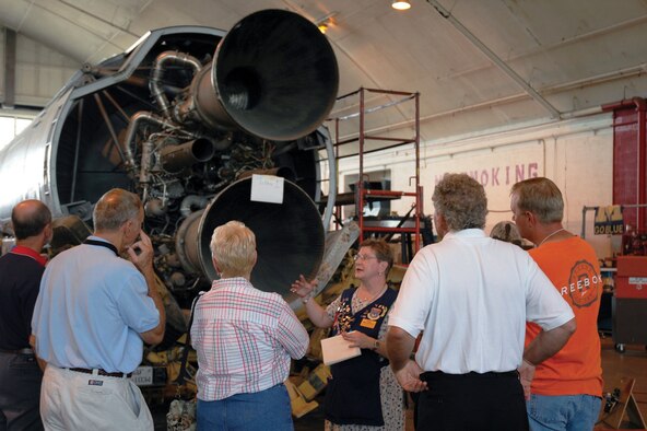 DAYTON, Ohio -- Visitors view the restoration area of the National Museum of the United States Air Force during a Behind the Scenes Tour. (U.S. Air Force photo)