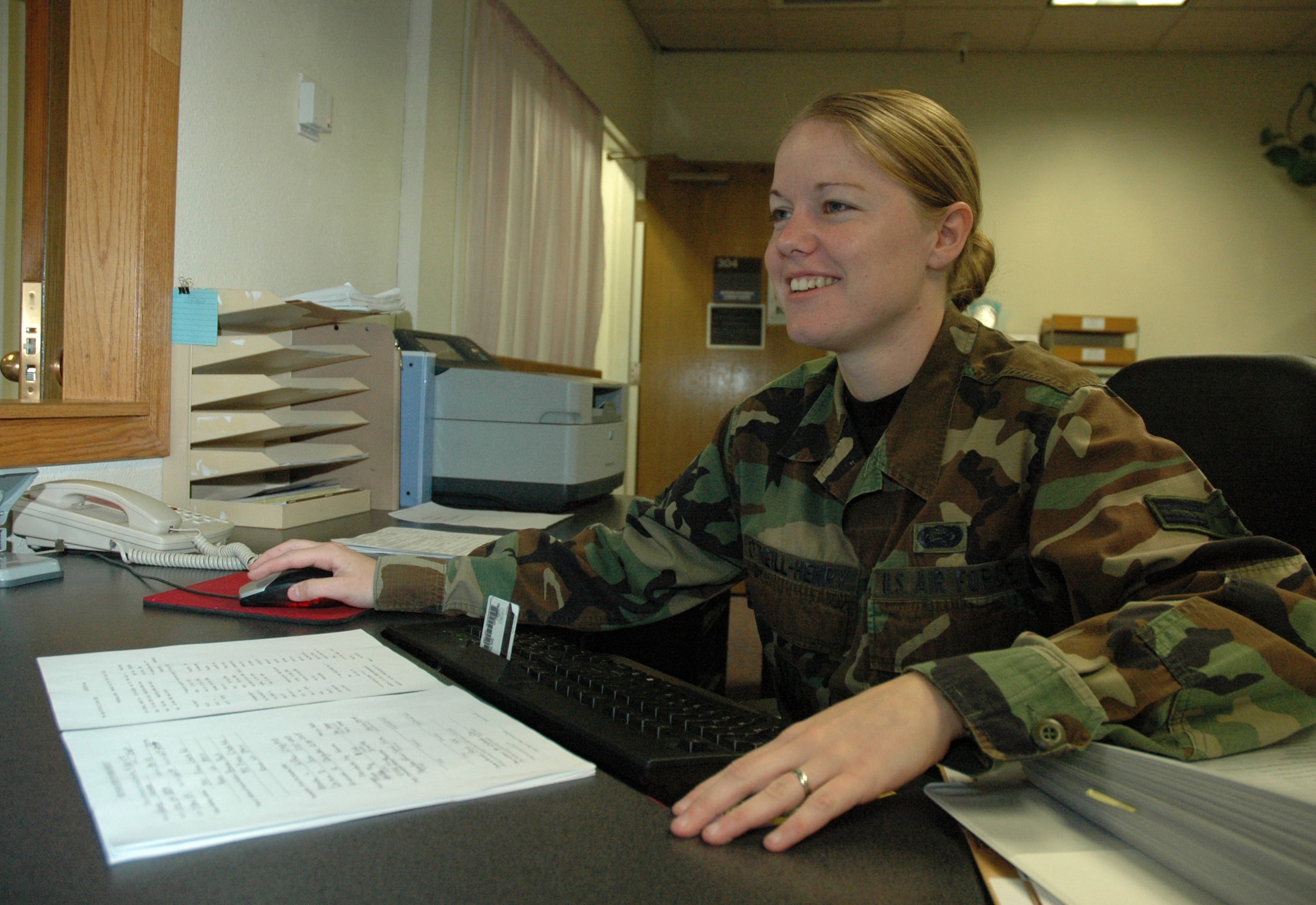 MOUNTAIN HOME AIR FORCE BASE, Idaho -- Airman 1st Class Melissa O’Neill-Henry serves as a separations counselor with the 366th Mission Support Squadron. (U.S. Air Force Photo/ Staff Sgt. Rodney D. Ivey)
