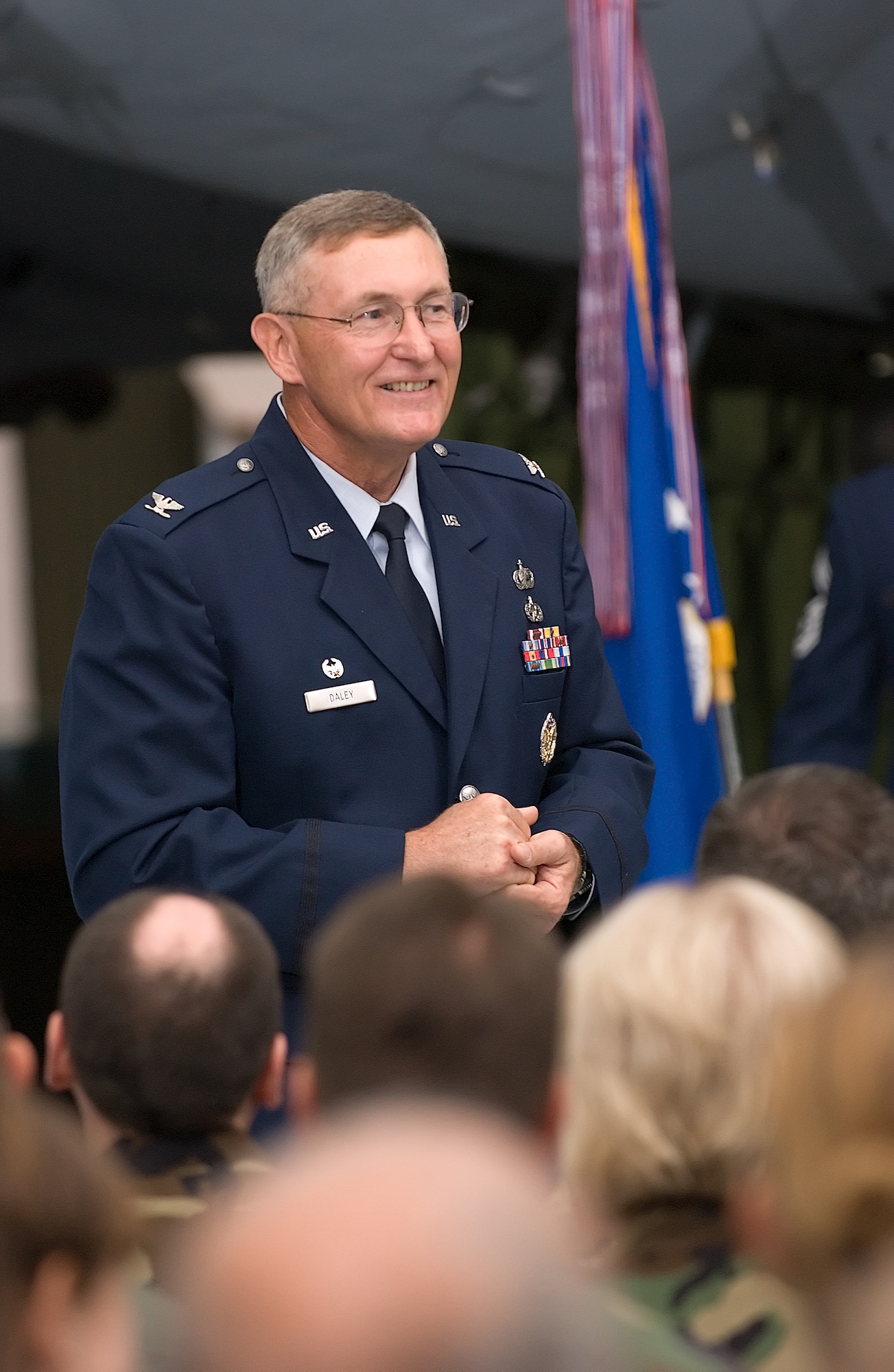 Dover Air Force Base, Del. -- Col. Dennis Daley,  assumed command of the 436th Maintenance Group during a change-of-command ceremony Aug. 30 at the Air Mobility Command Museum. Colonel Daley assumed command from Col. Robert Hamm who will become the deputy director of logistics, Installations and Mission Support, Air Education and Training Command, Randolph Air Force Base, Texas. (U.S. Air Force photo/Jason Minto)