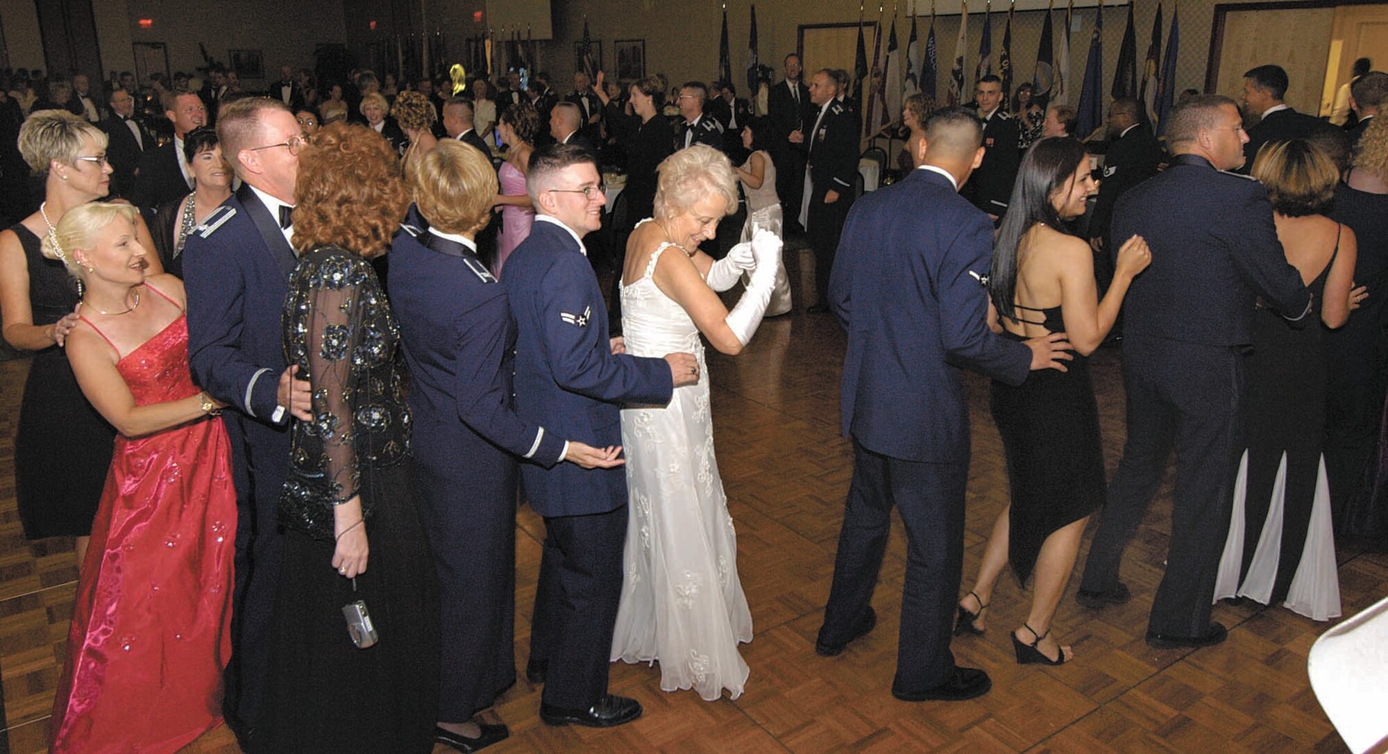The Tinker Flying High Band pulled 2005 Air Force Ball attendees to their feet for dancing.  The band and dancing opportunities return for this year’s celebration held Sept. 14 at the National Cowboy and Western Heritage Museum. (Air Force photo by Margo Wright)