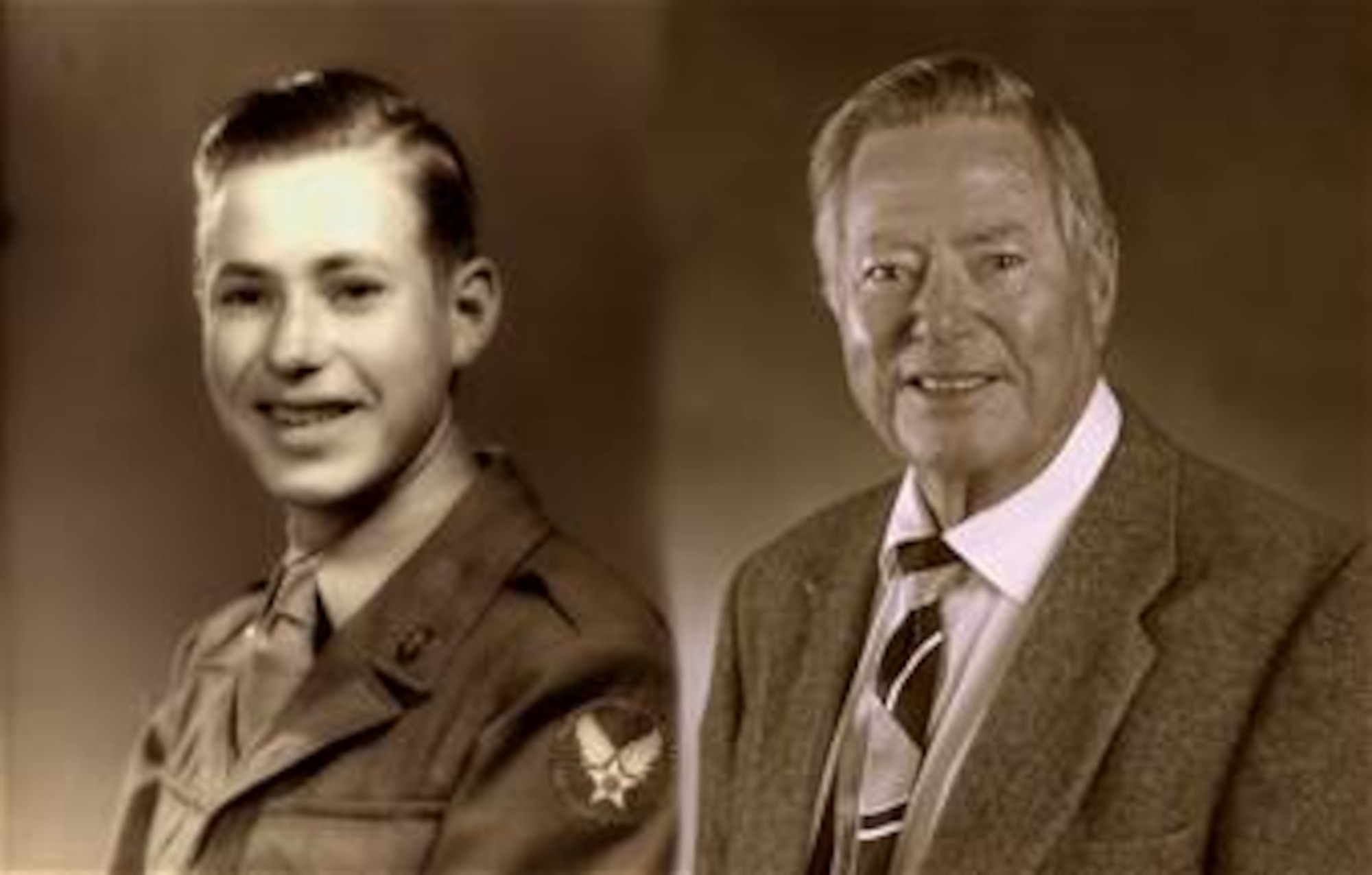 VANDENBERG AIR FORCE BASE, Calif. -- Retired Chief Master Sgt. Joseph Mathis, pictured in the late 1940's and present day. (U.S. Air Force graphic illustration)