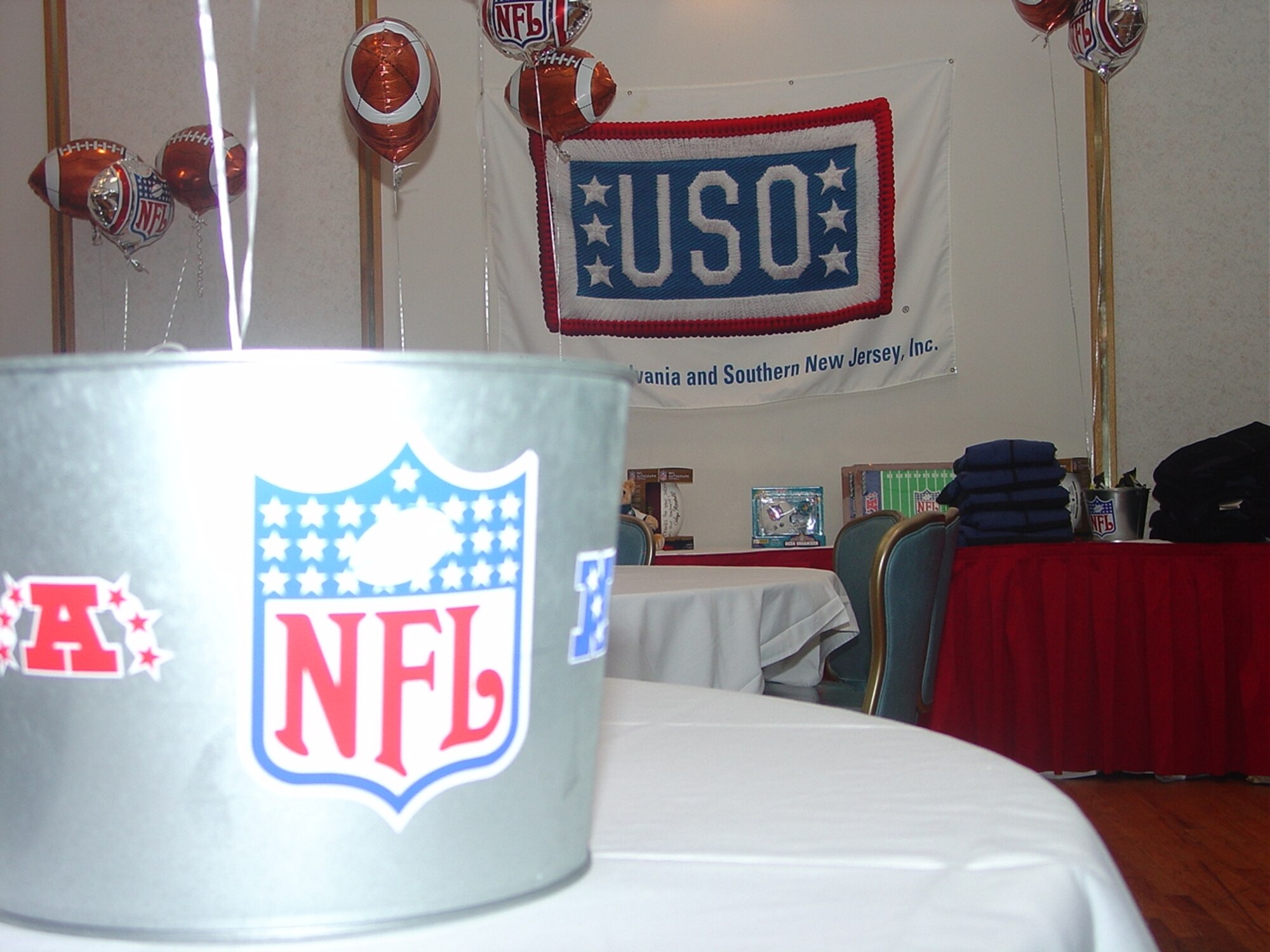 Hundreds of Team McGuire members participate in the kickoff of the NFL season at the McGuire Club. The USO and NFL provided food, football and prizes in appreciation for our military members.  
