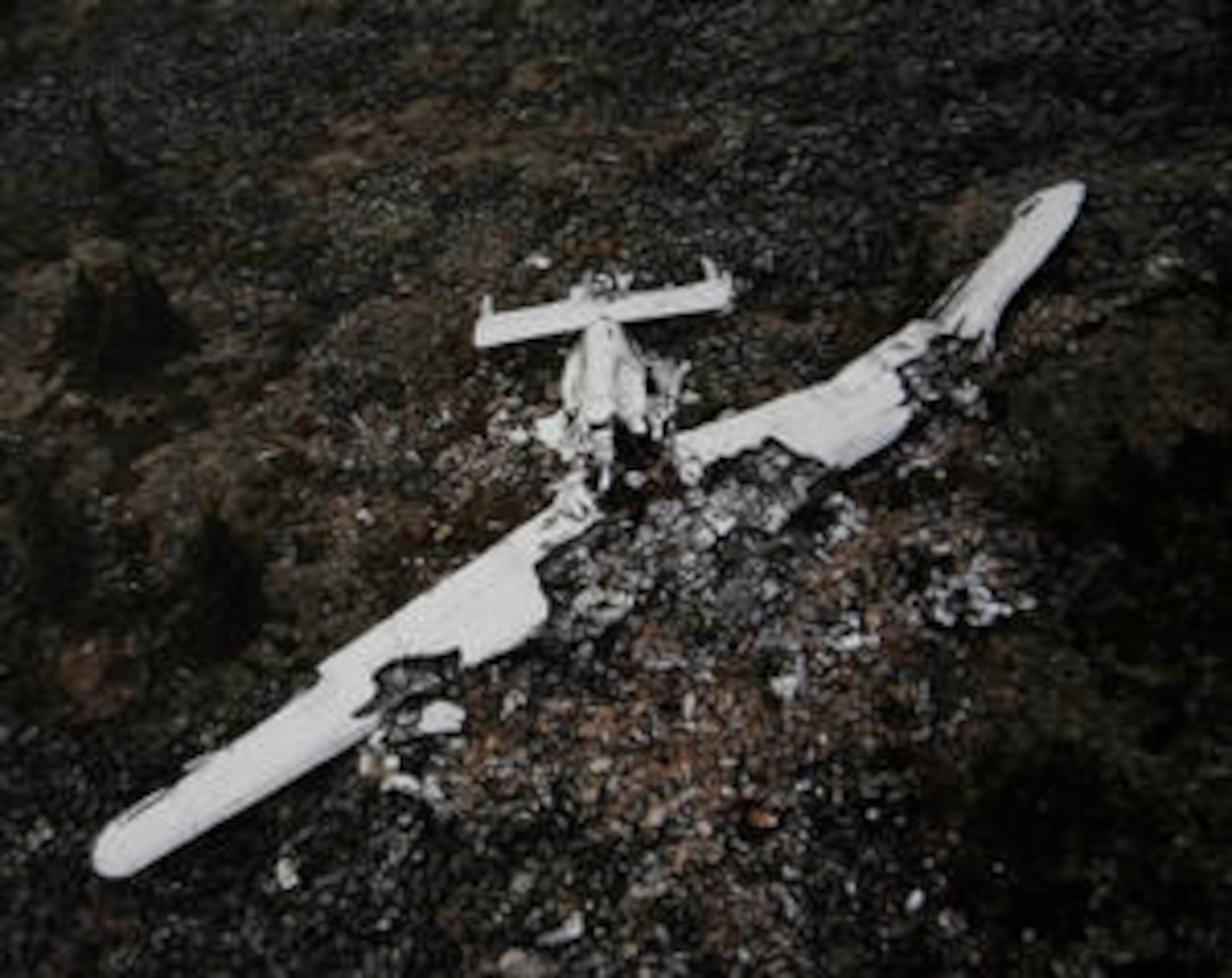EIELSON AIR FORCE BASE, Alaska--A family contributed photo of the crash site 120 miles east of Fairbanks, Alaska, where 2nd Lt. Harold Hoskin of Houlton, Maine, died while serving with the Army Air Corps in World War II.  (courtesy photo)