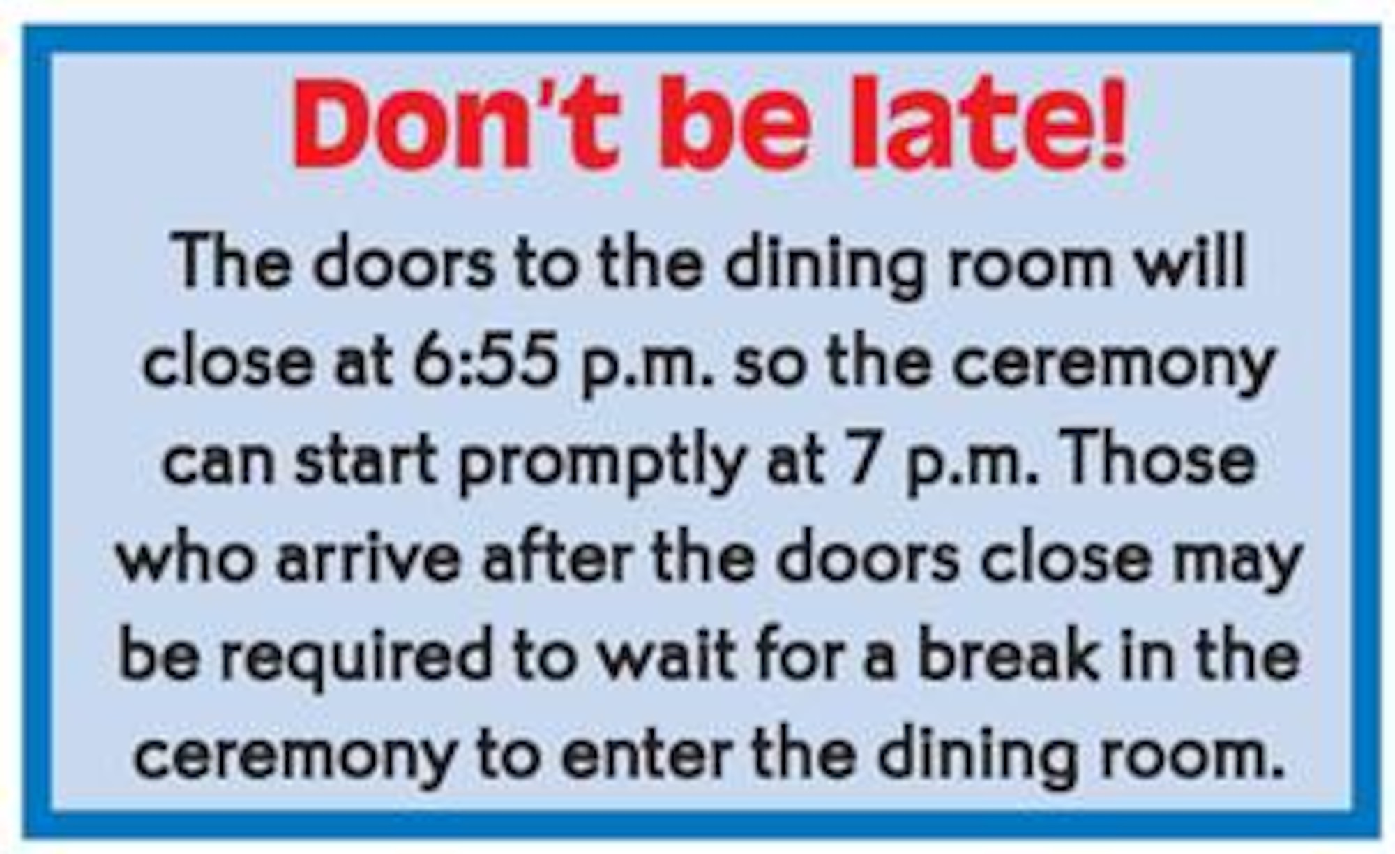 Don't be late!