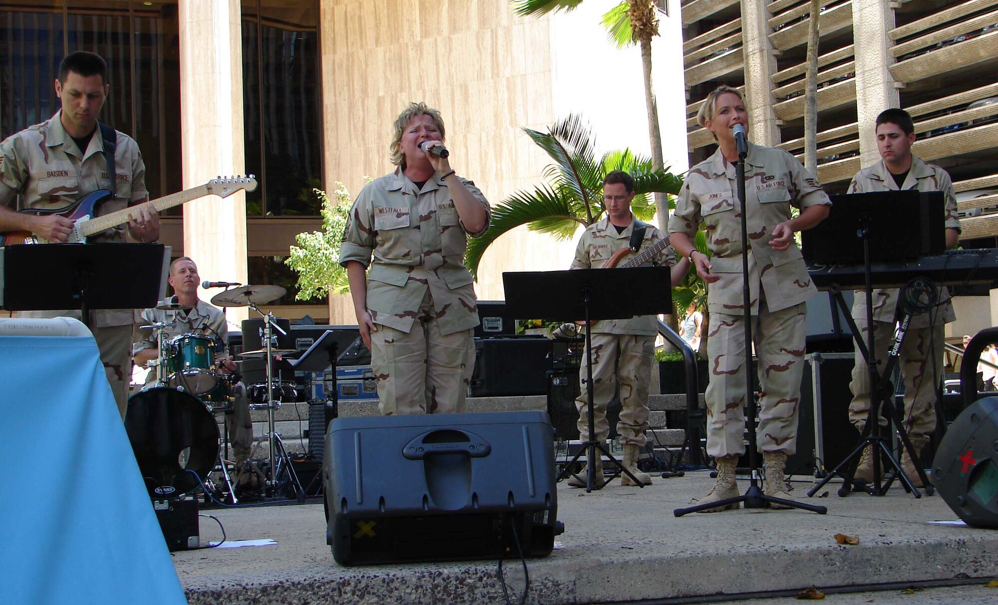 Members of the Pacific Air Forces Band - Alaska, "Top Cover" perform patriotic music at a ceremony for Sept. 11.   “Members of our armed forces continue to do what they can to keep our nation free. Today is a day to remember and never forget and continue our efforts towards world peace “ Mufi Hannemann, Mayor of the City and County of Honolulu.  (U.S. Air Force photo/Capt. Allison Farabaugh)

