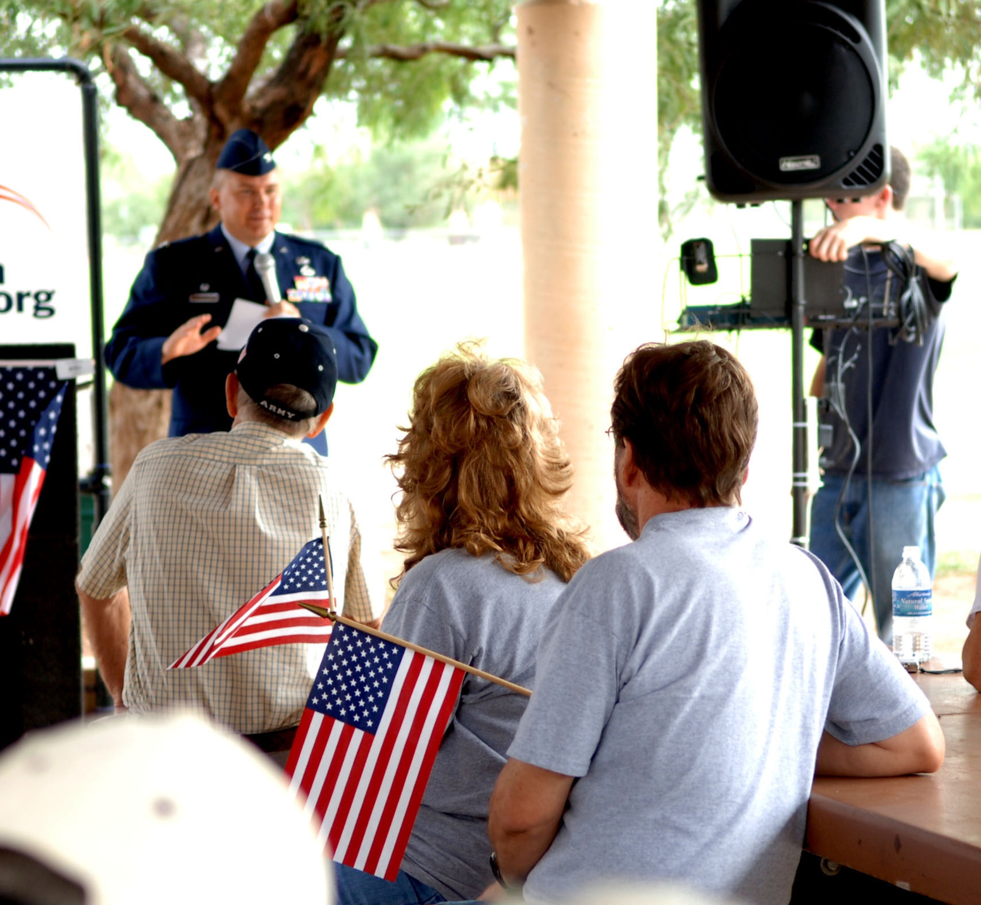 A crowd of more than 100 veterans and their families rallied together Sept. 7 at Freedom Park in Tucson, Arizona to show their support for American military members serving faithfully in the Global War on Terror. The event, sponsored by Move America Foward, is one of a number of events scheduled to take place during the group's 27 city tour accross the United States.  
