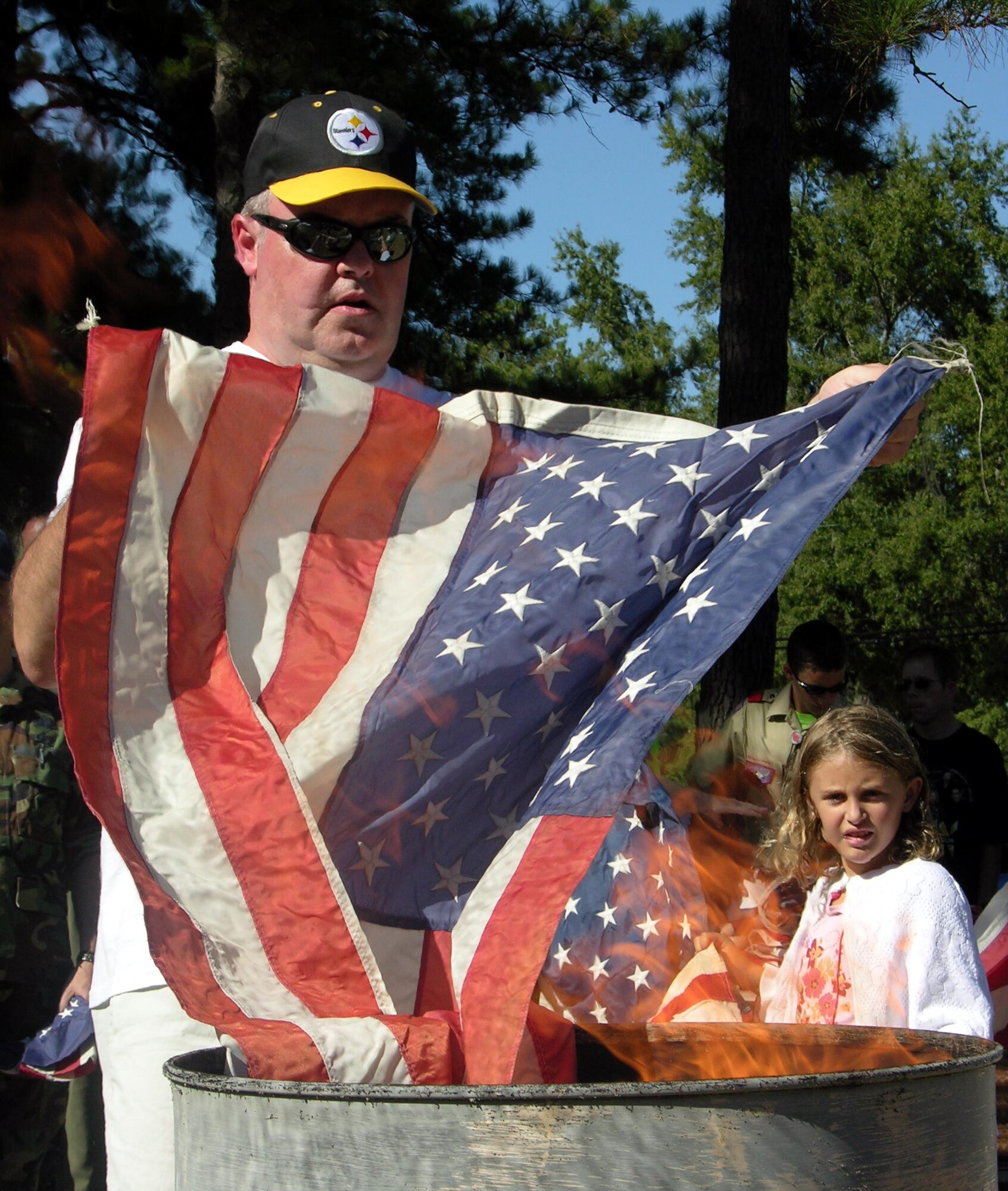 SEYMOUR JOHNSON AIR FORCE BASE, N.C. -- Reservists, family members and local scouting troops participated in an official flag retirement ceremony during the Saturday of the September unit training assembly at the 916th Air Refueling Wing.