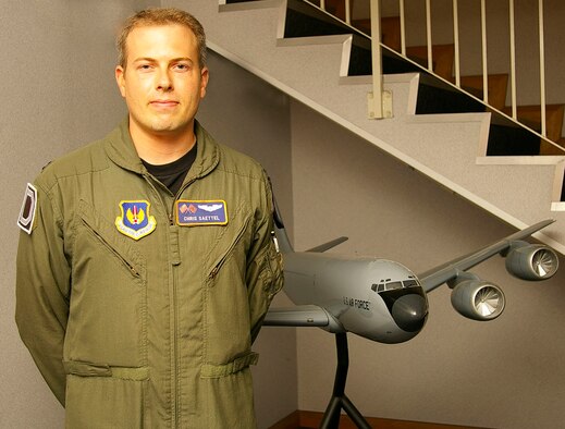 Capt. Chris Saettel, 100th Operations Support Squadron executive officer, shown here, says of 9/11, "I think the effect that the terrorists wanted to have is for our society to collapse; they wanted to cause mass chaos and panic. Instead, it galvanized our country – the next day, there were flags and signs of patriotism everywhere. It brought the country together. I think if anything, the remembrance of 9/11 helps to instill that patriotic feeling again. We need to keep that strong." (U.S. Air Force photo by Karen Abeyasekere)
