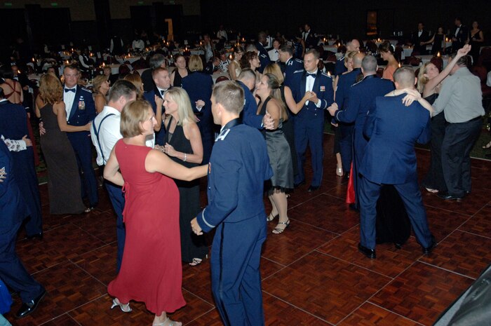 Airmen dance the night away while enjoying the music by Plane Jane at the annual Air Force Ball held at the Embassy Suites North Charleston Saturday. More than 1,000 Team Charleston members came together to celebrate the Air Force's 60th anniversary. (U.S. Air Force Photo/Airman 1st Class Cynthia Spalding)