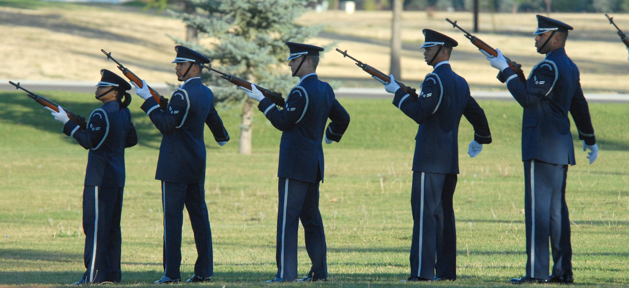 The Malmstrom Air Force Base Honor Guard perform a 21-gun salute during a Sept. 11 Rememberance Ceremony Sept. 11, 2007. (U.S. Air Force photo/John Turner)