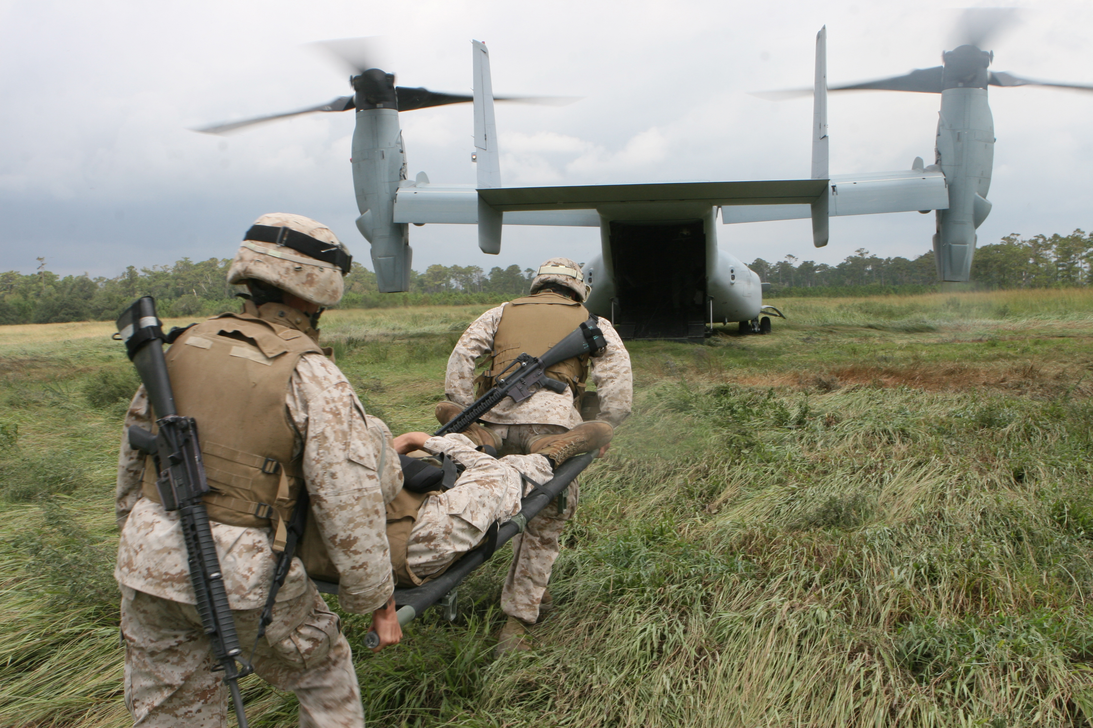 2nd LAR Marines practice MV 22 Osprey casualty evacuation gt 2nd Marine