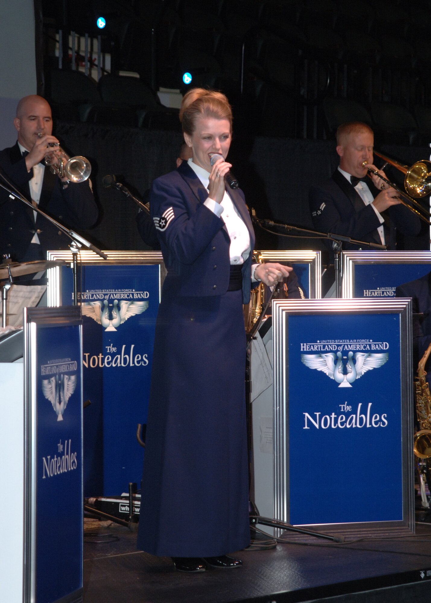 GRAND FORKS AIR FORCE BASE, N.D. - The Notables, a special performance team from the United States Air Force Heartland of America Band, were present Sept. 7 to entertain Airmen and their families as part of the 319th Air Refueling Wing?s annual Air Force Ball. The event was extra-special this year as the Air Force celebrates its 60th anniversary. On September 18, 1947, the first Secretary of the Air Force was sworn into office, creating the birth of the greatest air power in history (U.S. Air Force photo/Airman 1st Class Chad Kellum)