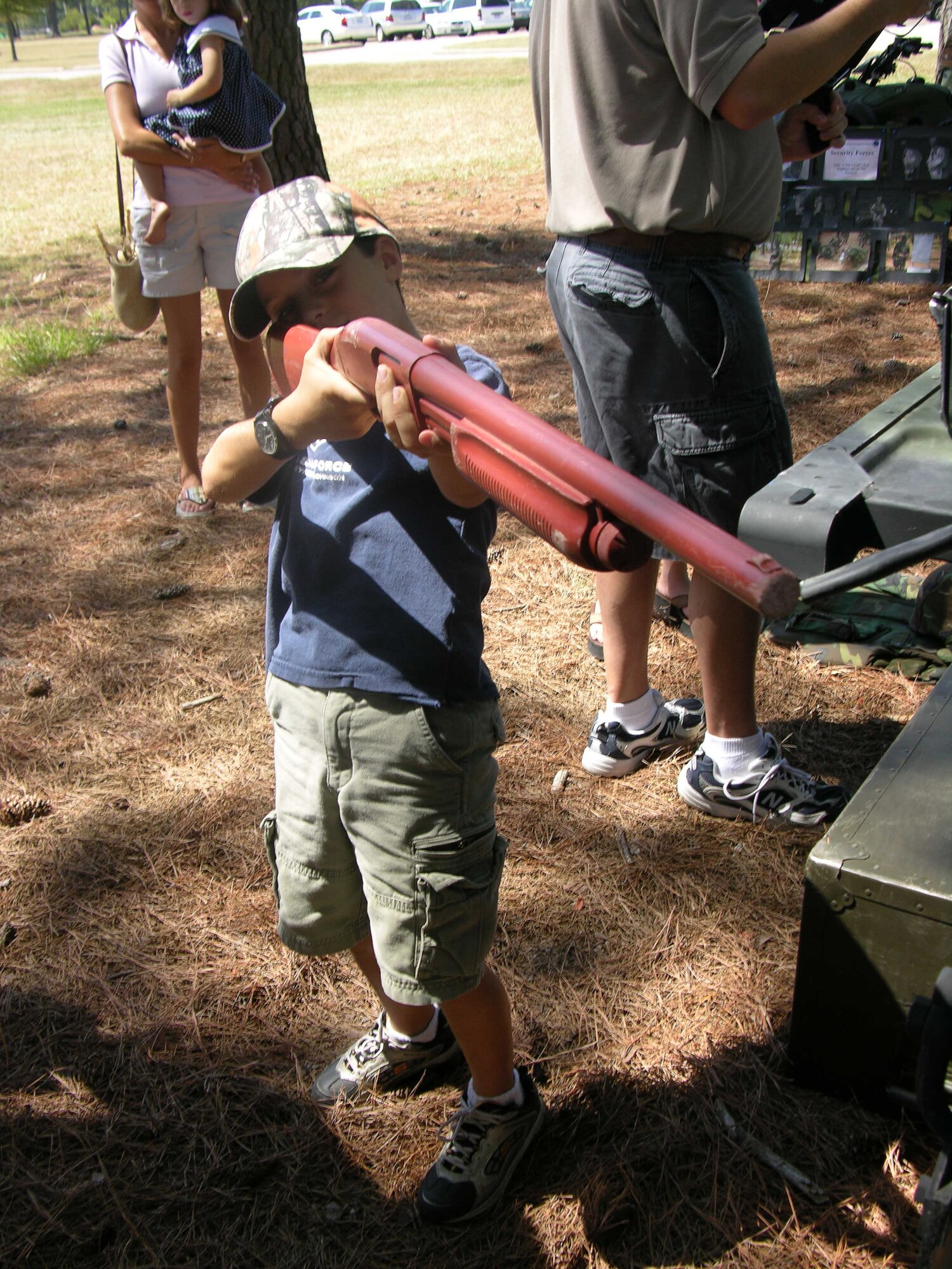 SEYMOUR JOHNSON AIR FORCE BASE, N.C.--Ready, aim, fire.  Equipment from the 916th Security Forces Squadron was displayed for members of the 916th Air Refueling Wing during the September Family Day Picnic.