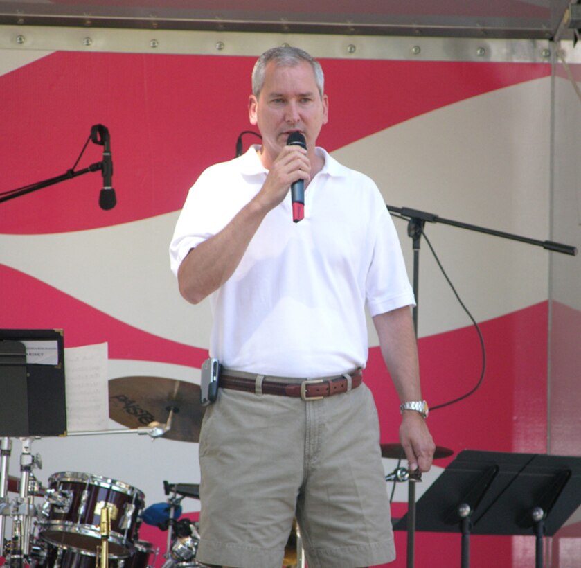 SEYMOUR JOHNSON AIR FORCE BASE, N.C. -- Col. Fritz Linsenmeyer, 916th Air Refueling Wing commander, spoke to the crowd gathered for the wing's annual family day celebration.