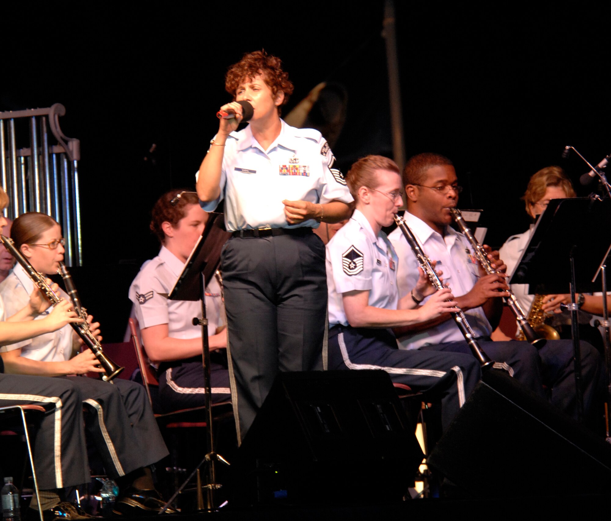 The Air Combat Command Heritage of America Band performs at the ACC Tattoo Sept. 13. This year’s Tattoo celebrated the Air Force’s 60th birthday, and showcased a military tradition that began more than 300 years ago. (U.S. Air Force photo/Airman 1st Class Aaron Johnson)

