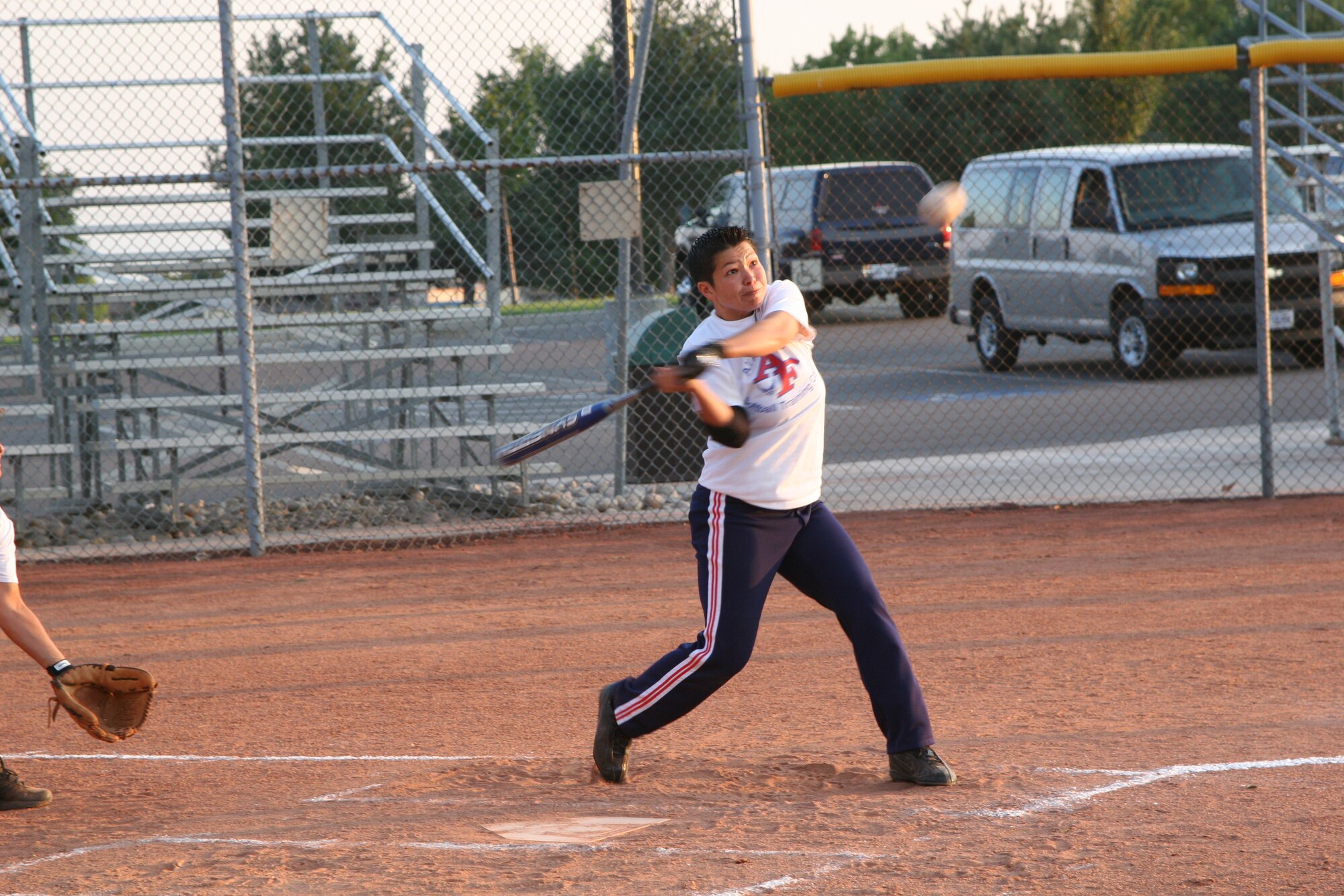 HILL AIR FORCE BASE, Utah-- Staff Sgt. Darleen Rayburn, stationed at Kadena Air Base, Japan, takes a cut during a recent softball action here. Sergeant Rayburn will be one of 15 ladies who were selected to represent the United States Air Force in the 2007 All-Armed Forces Women’s Softball Championship here Sept. 18-20. (U.S. Air Force photo by 1st Lt. Amber Balken)
